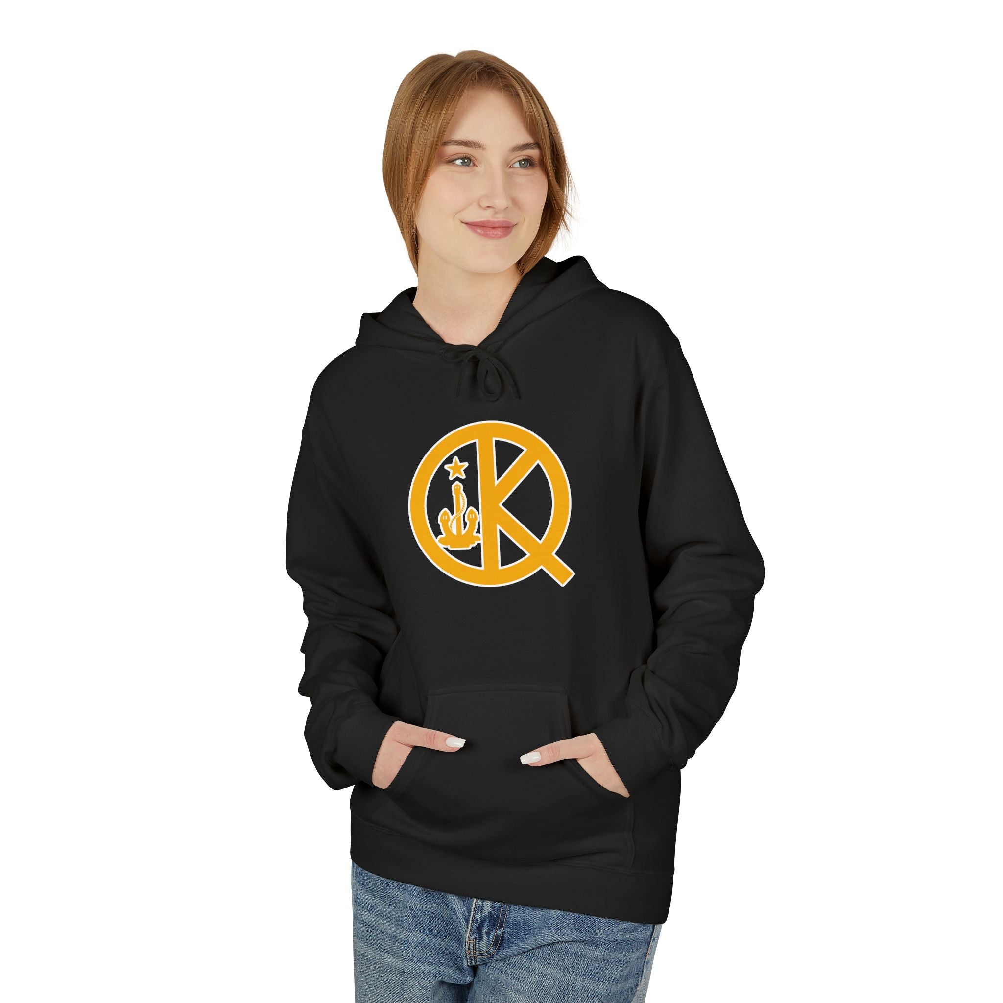Quincy Kid- Front Black and Gold Logo Softstyle Hoodie