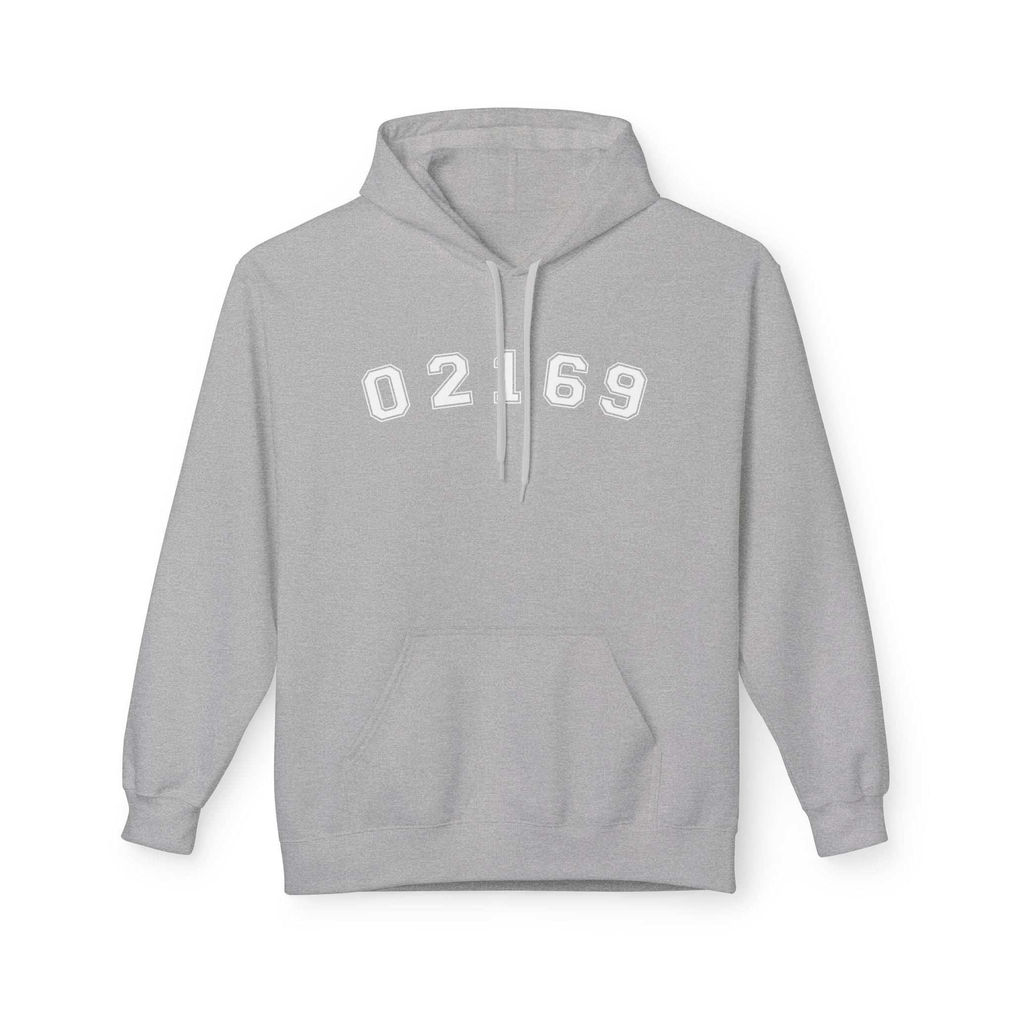 02169- Quincy Zip Code Softstyle Hoodie White Text