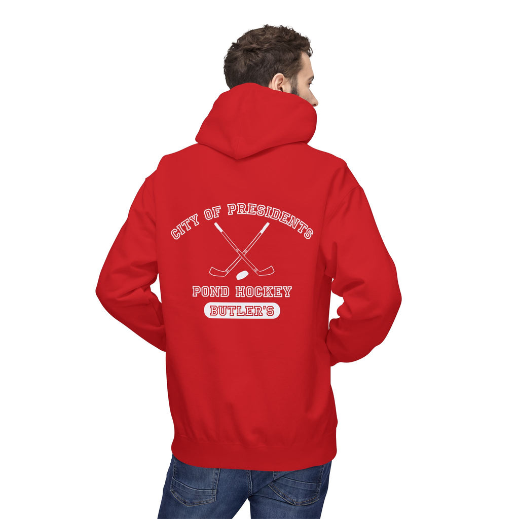 Butler's Pond Hockey Softstyle Hoodie White Text