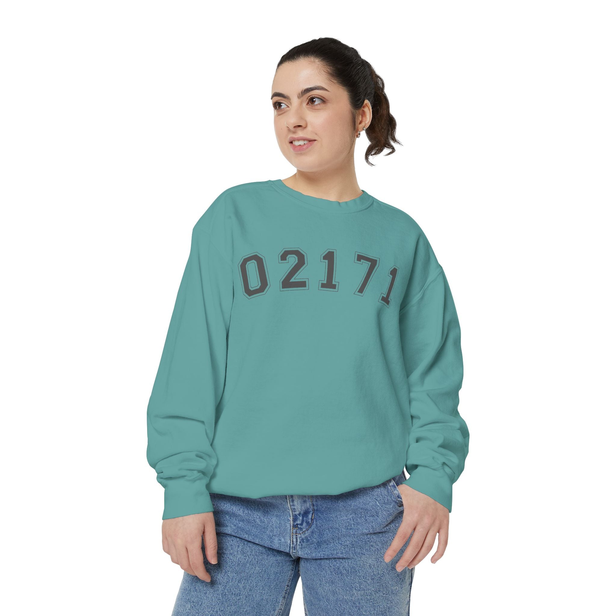 02171- Quincy Zip Code Sweatshirt Grey Text