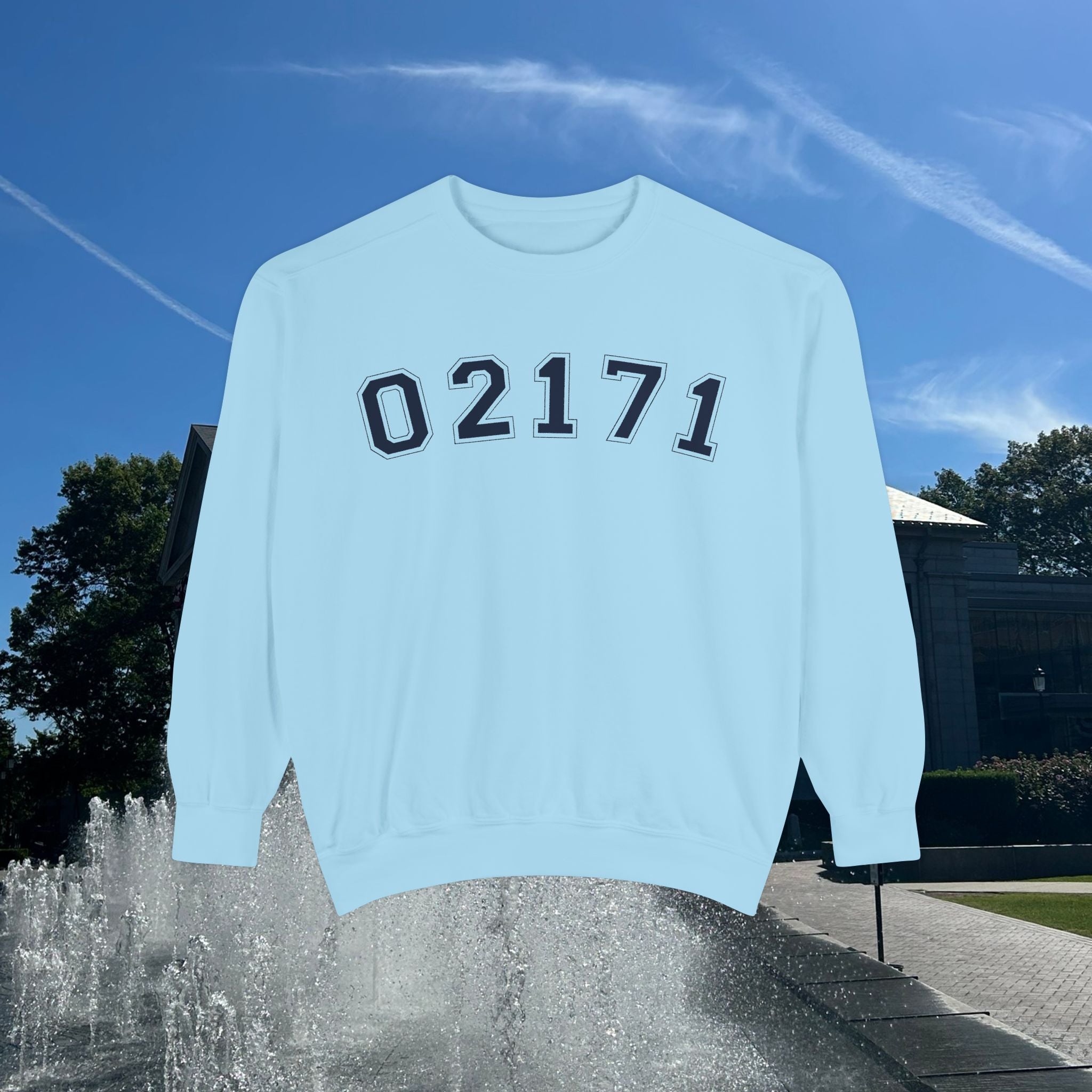 02171- Quincy Zip Code Sweatshirt Navy Text