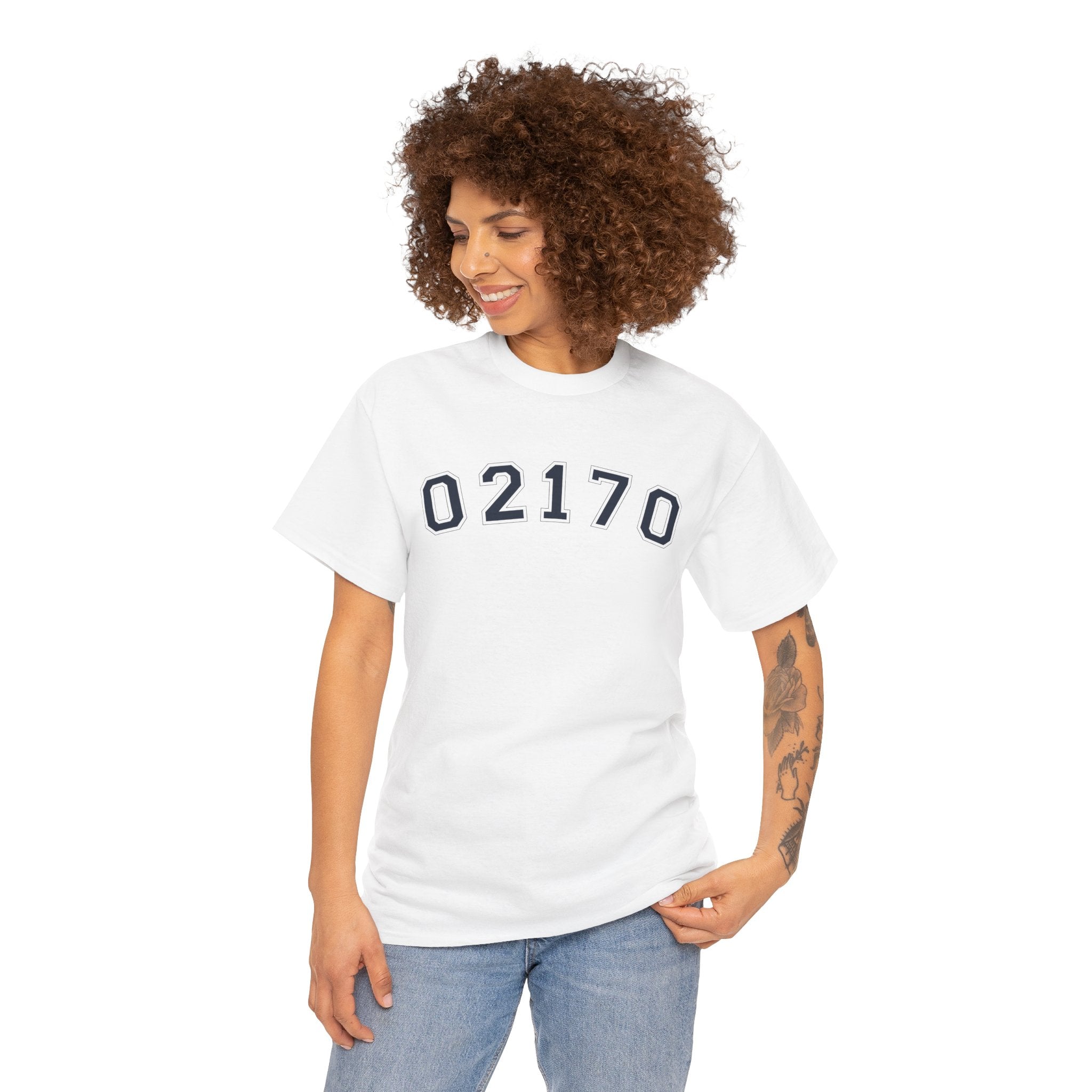 02170- Quincy Zip Code T-shirt Navy Text