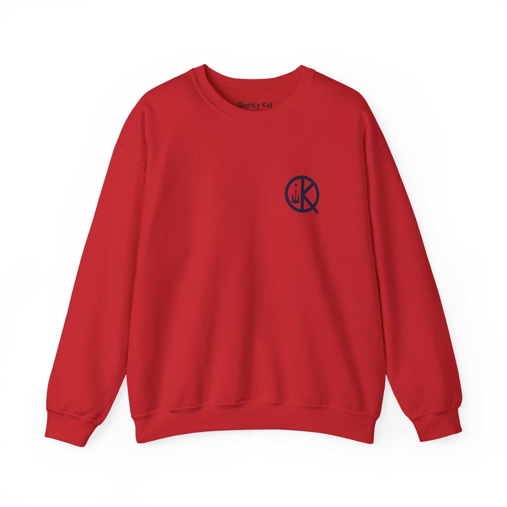 Quincy Kid Crewneck Sweatshirt With Navy Emblem