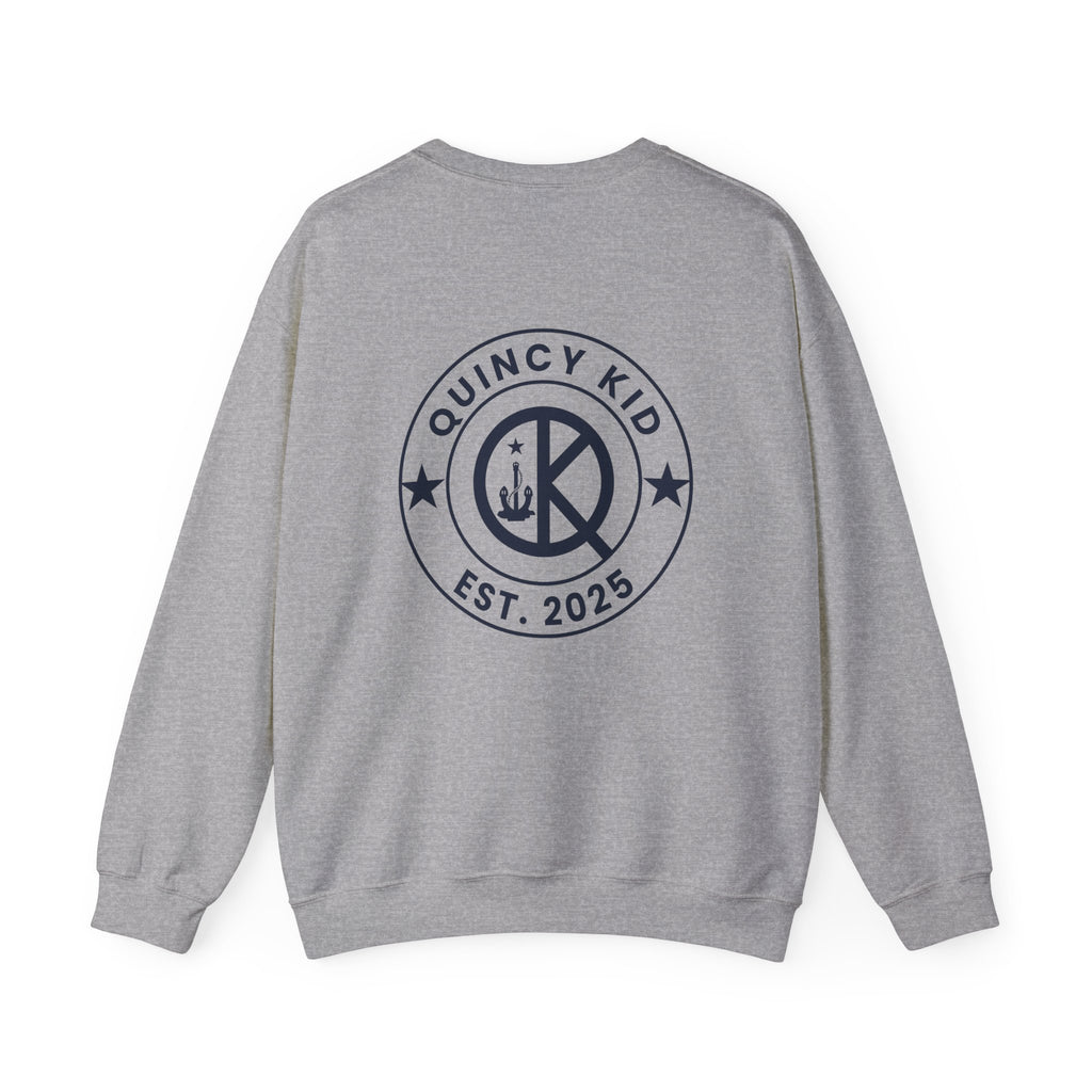 Quincy Kid Crewneck Sweatshirt With Navy Emblem