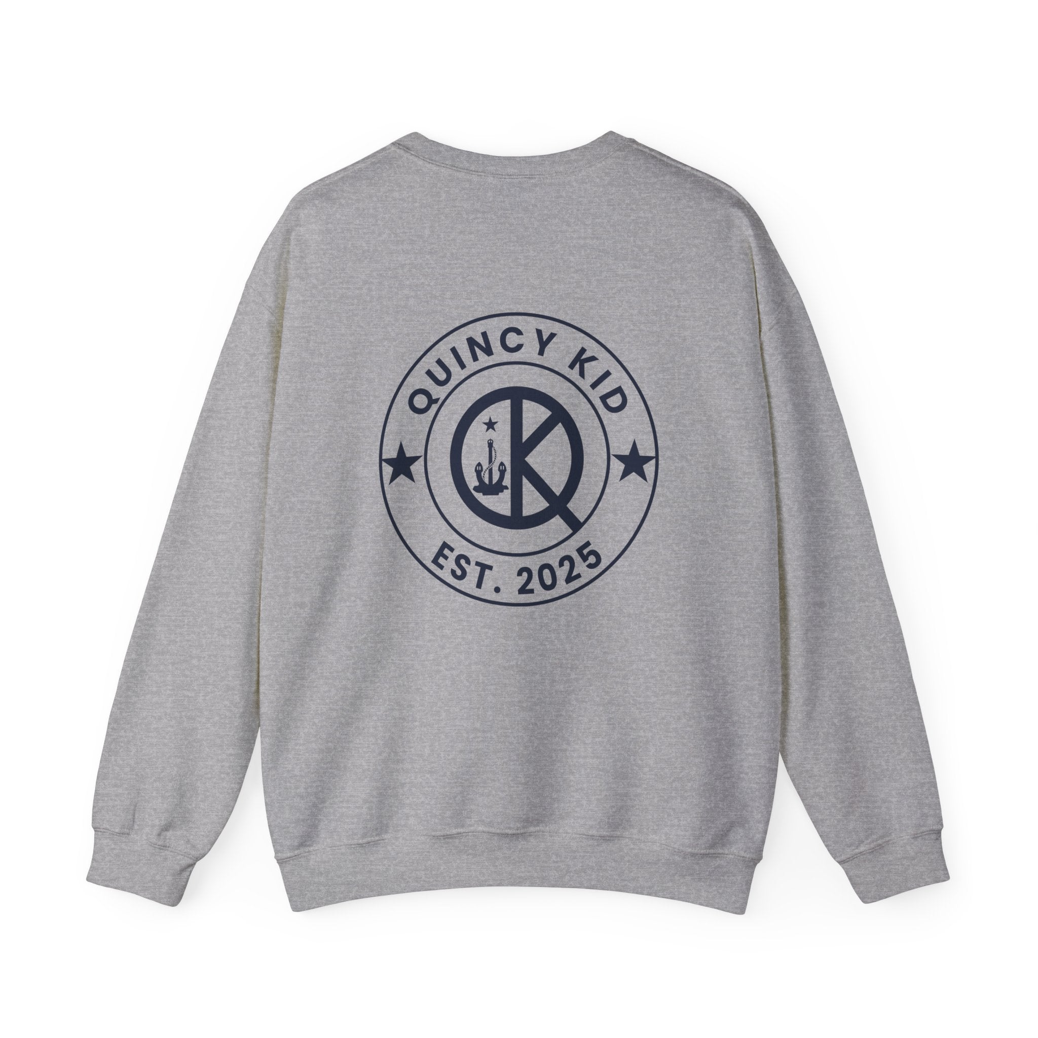Quincy Kid Crewneck Sweatshirt With Navy Emblem