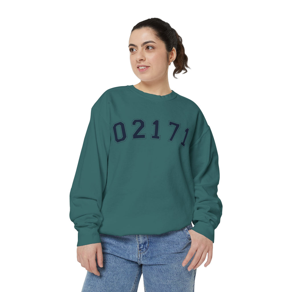 02171- Quincy Zip Code Sweatshirt Navy Text