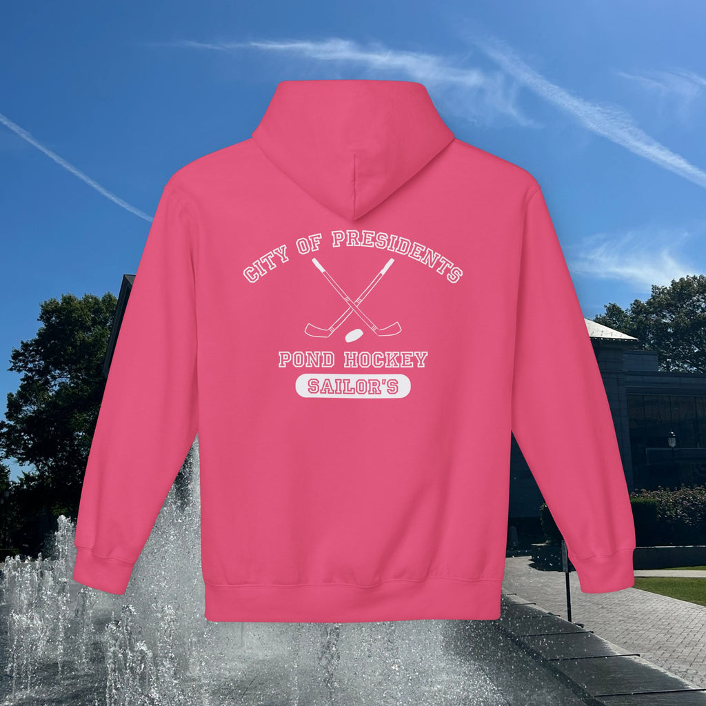 Sailor's Pond Hockey Softstyle Hoodie White Text