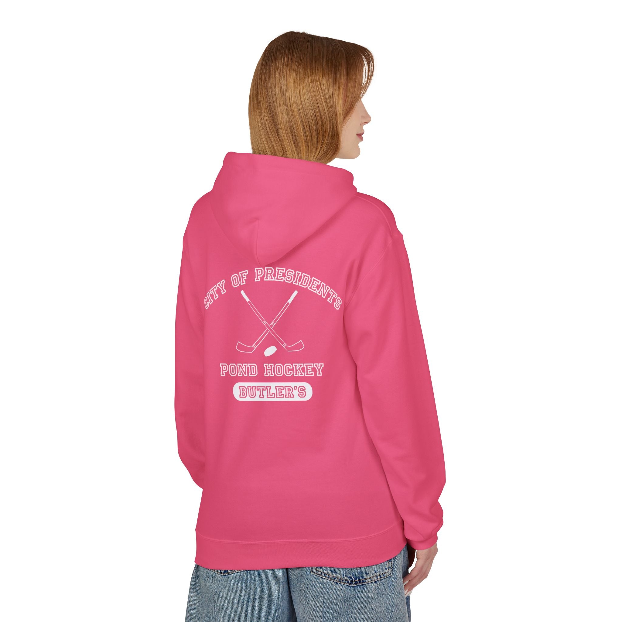 Butler's Pond Hockey Softstyle Hoodie White Text