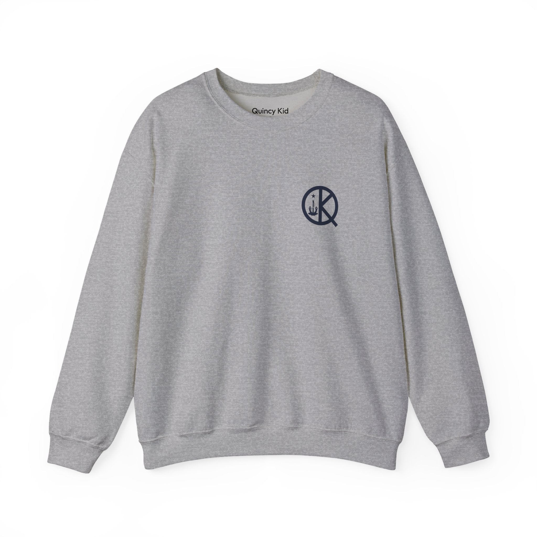 Quincy Kid Crewneck Sweatshirt With Navy Emblem