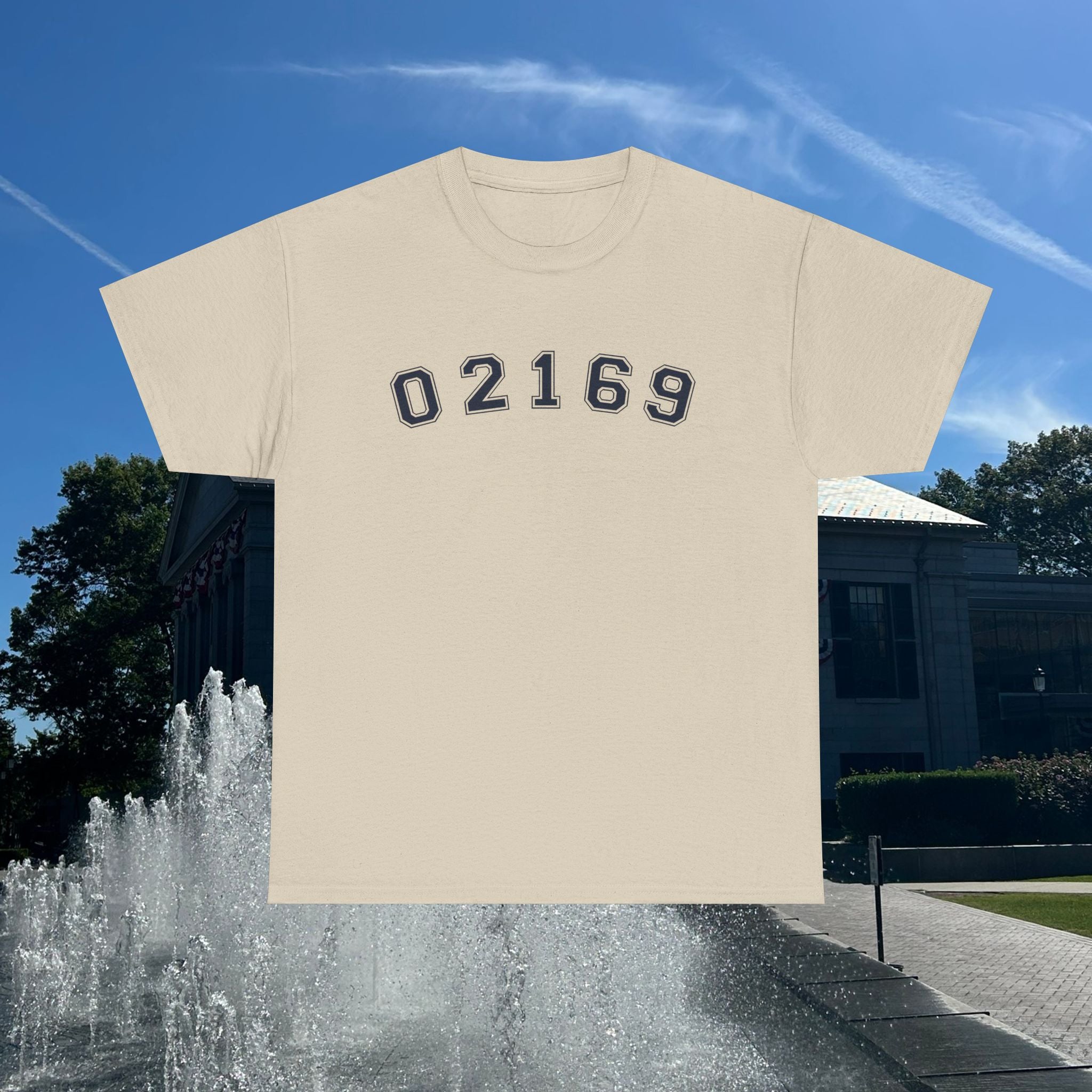 02169-Quincy Zip Code T-shirt Navy Text