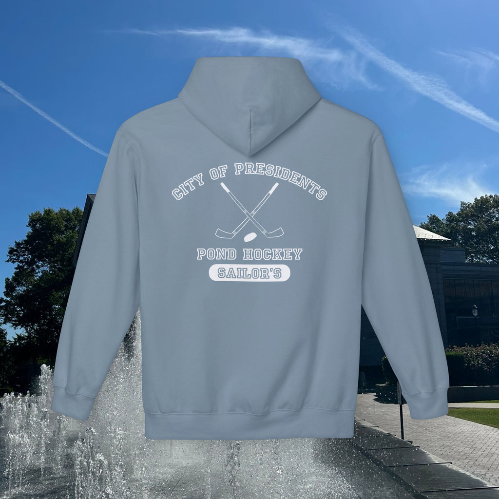 Sailor's Pond Hockey Softstyle Hoodie White Text