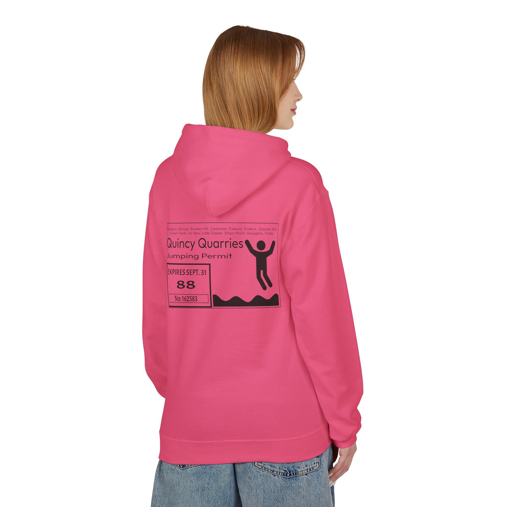 Quincy Quarries Permit Softstyle Hoodie- Black Text