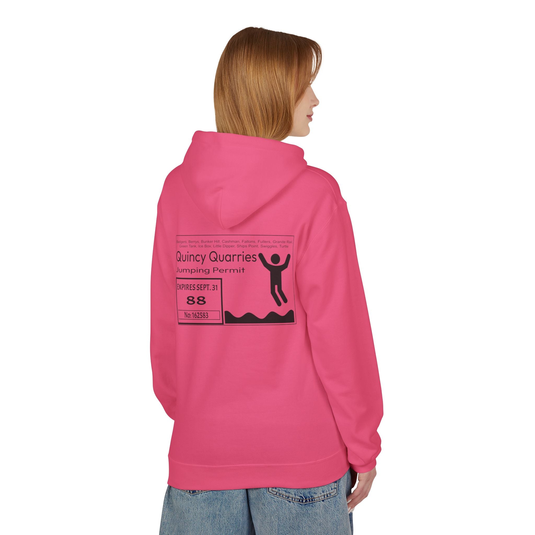 Quincy Quarries Permit Softstyle Hoodie- Black Text