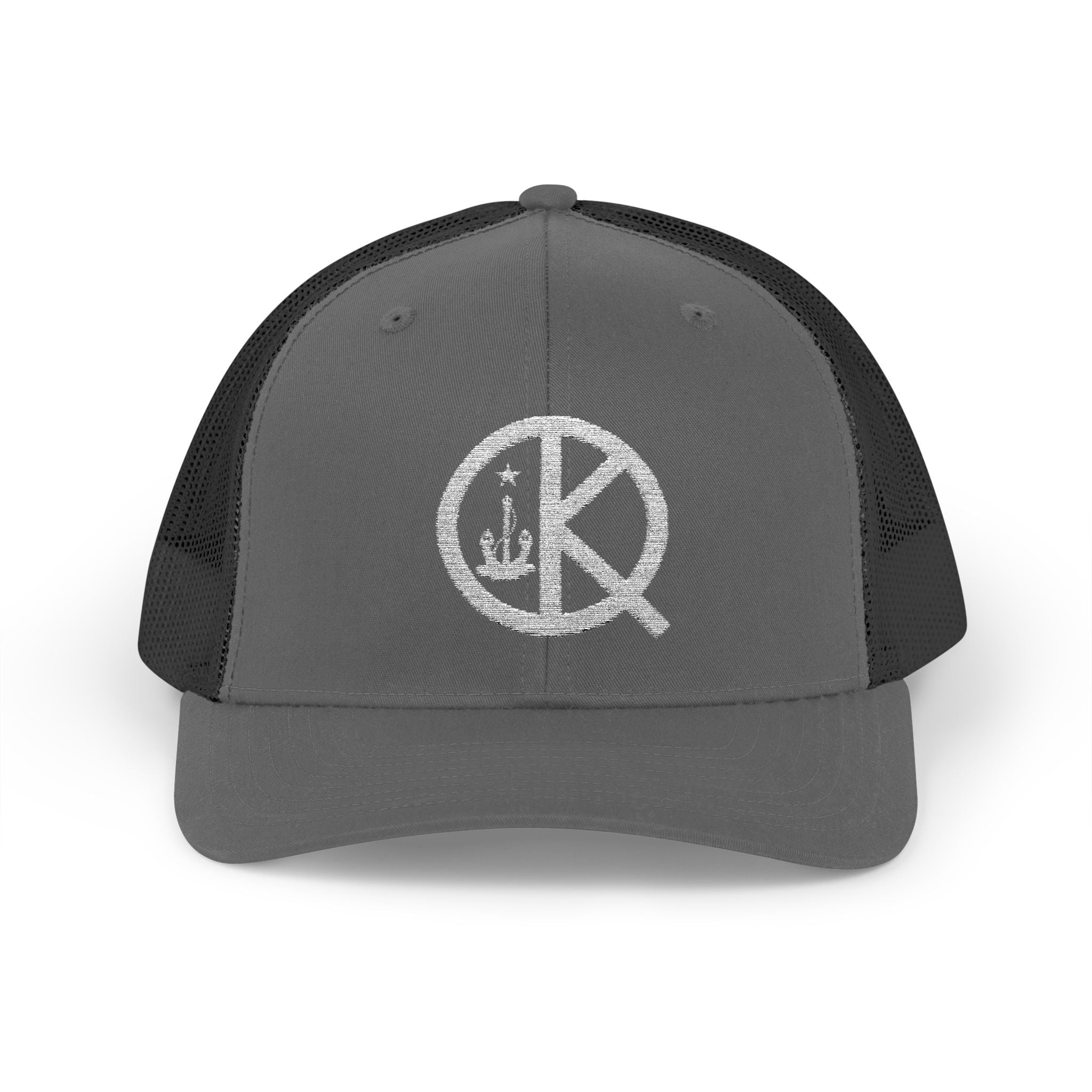 QK White Logo Snapback Trucker Cap