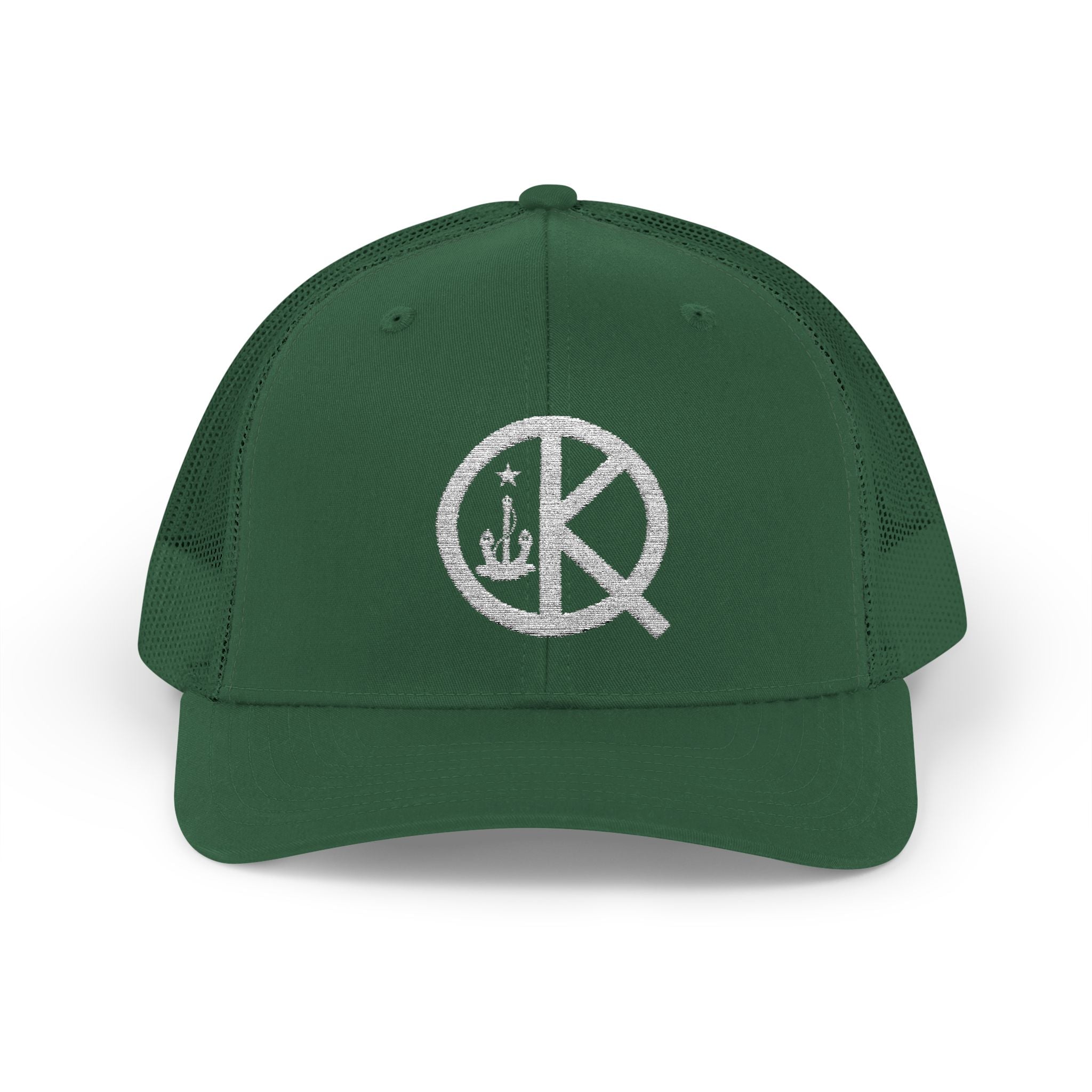 QK White Logo Snapback Trucker Cap