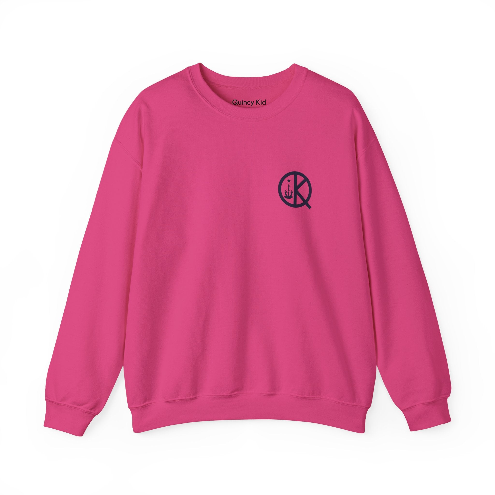 Quincy Kid Crewneck Sweatshirt With Navy Emblem