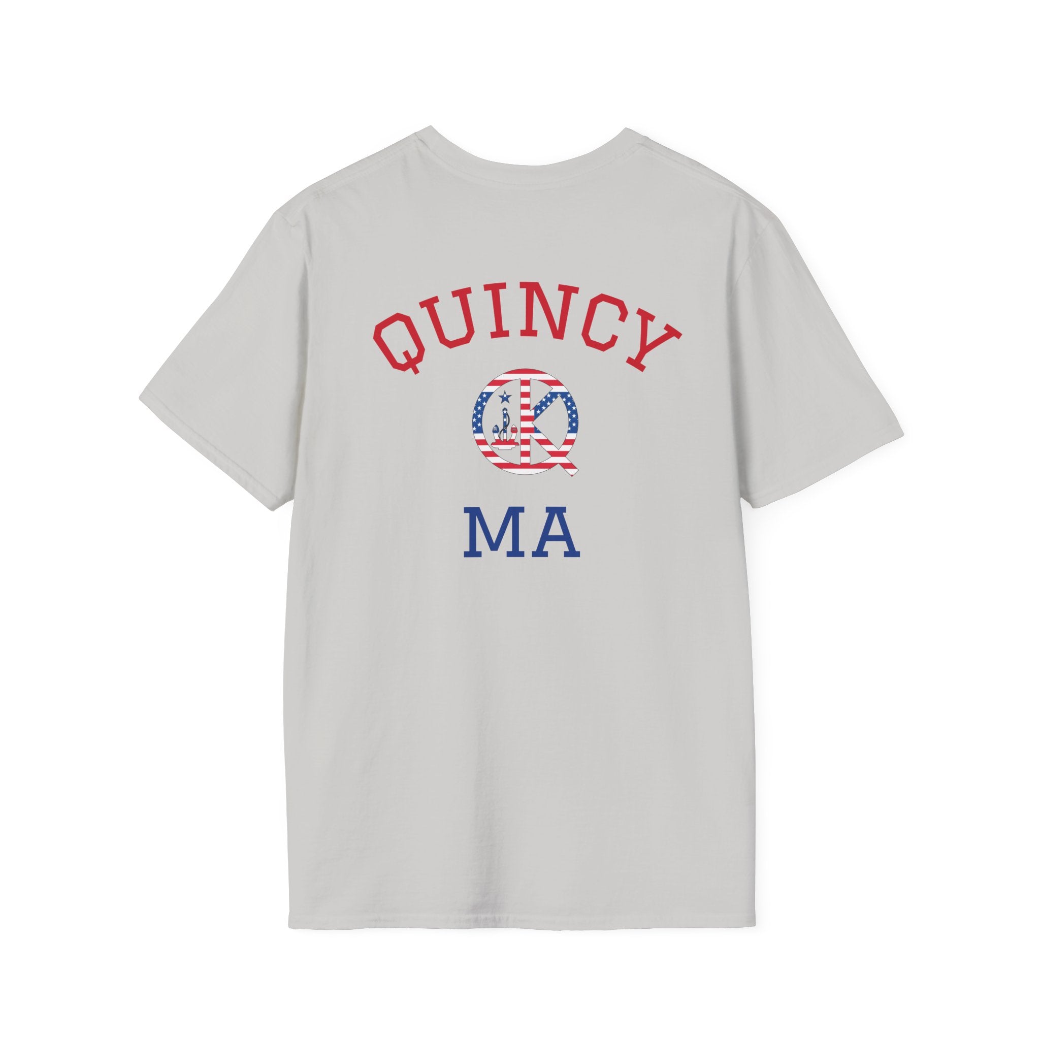 Quincy MA- Back Red, White and Blue Text