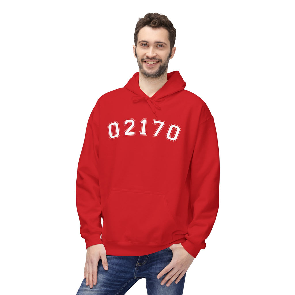 02170- Quincy Zip Code Softstyle Hoodie White Text