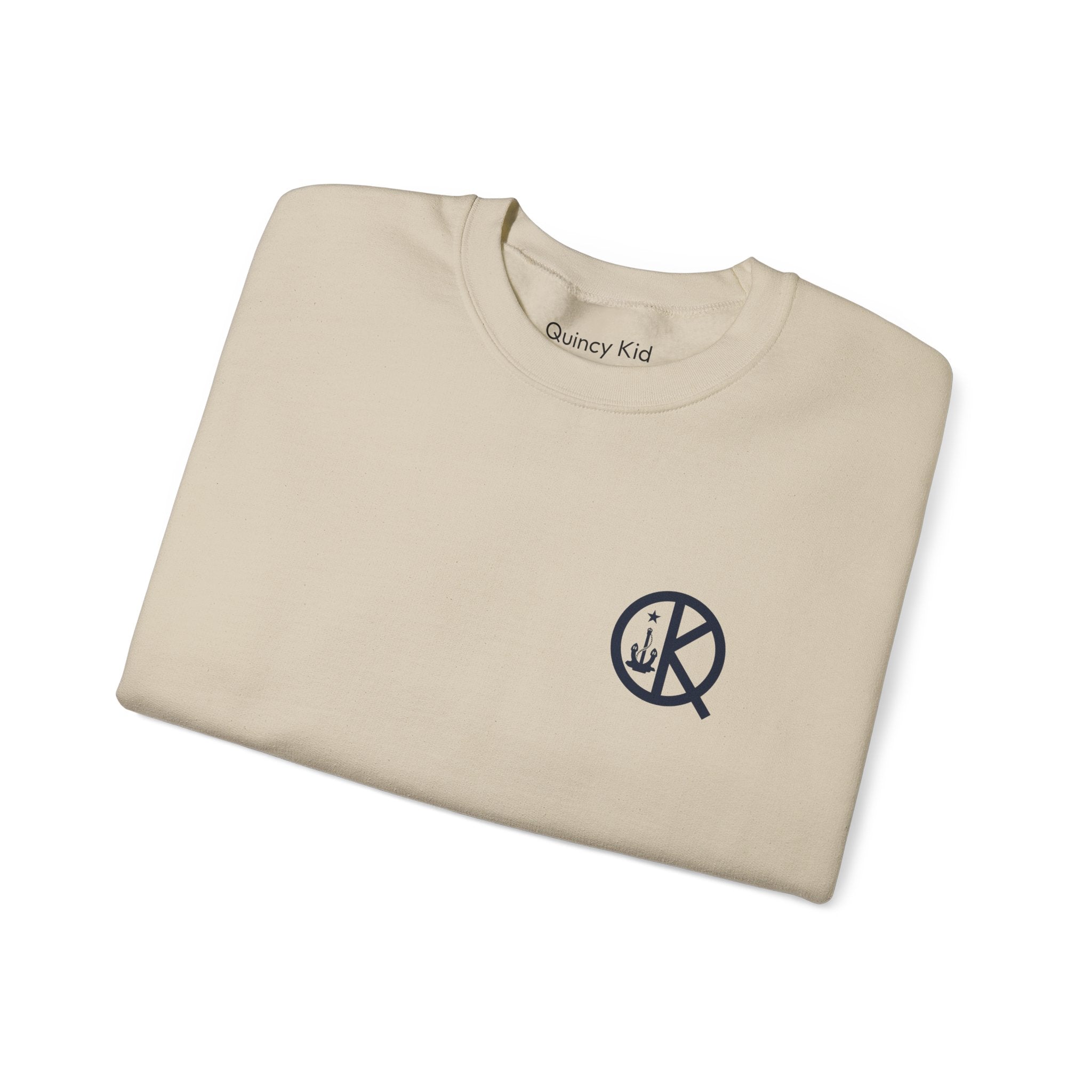 Quincy Kid Crewneck Sweatshirt With Navy Emblem