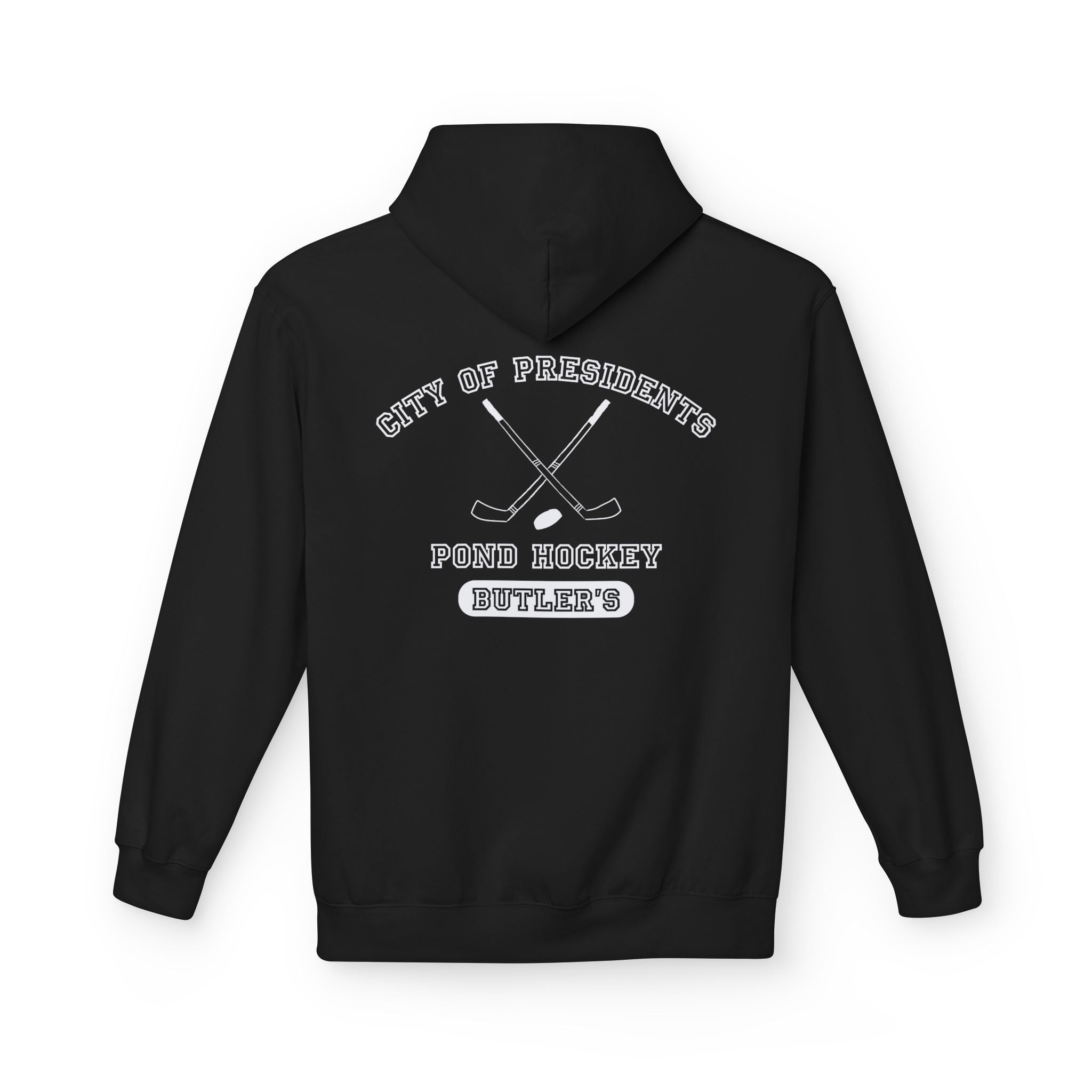 Butler's Pond Hockey Softstyle Hoodie White Text