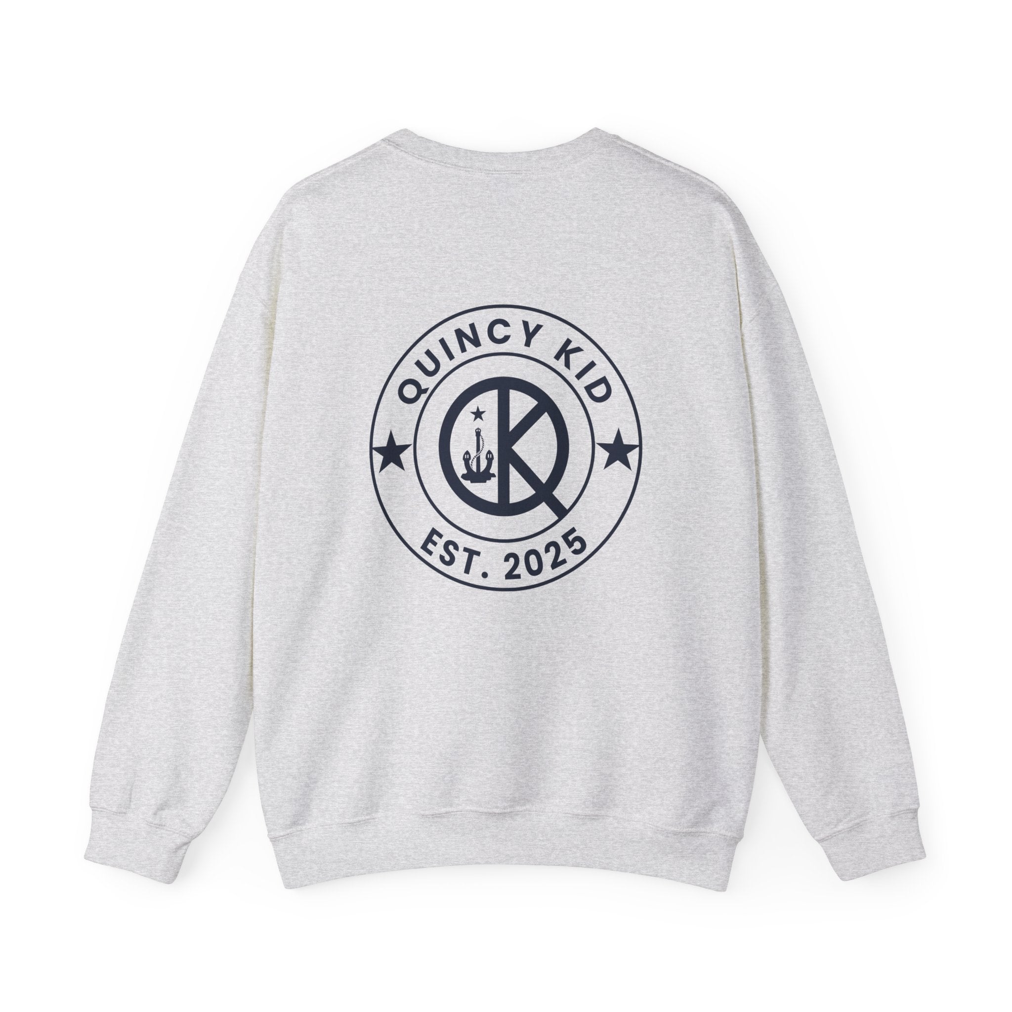 Quincy Kid Crewneck Sweatshirt With Navy Emblem