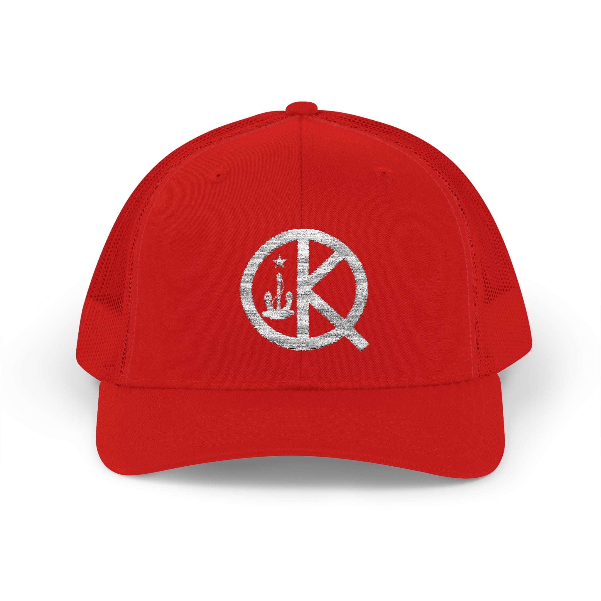 QK White Logo Snapback Trucker Cap