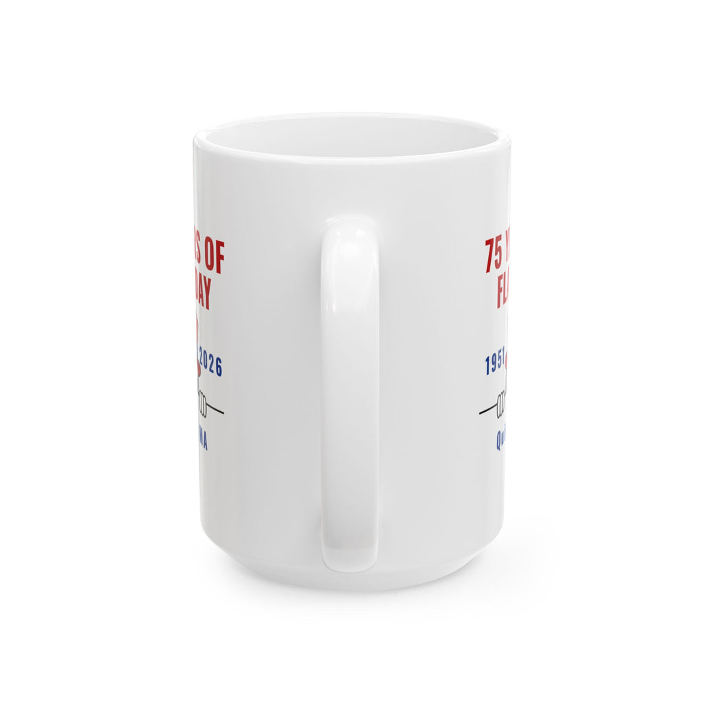 Flag Day 75th Anniversary Ceramic Mug — Quincy 75 Years Commemorative Coffee Cup
