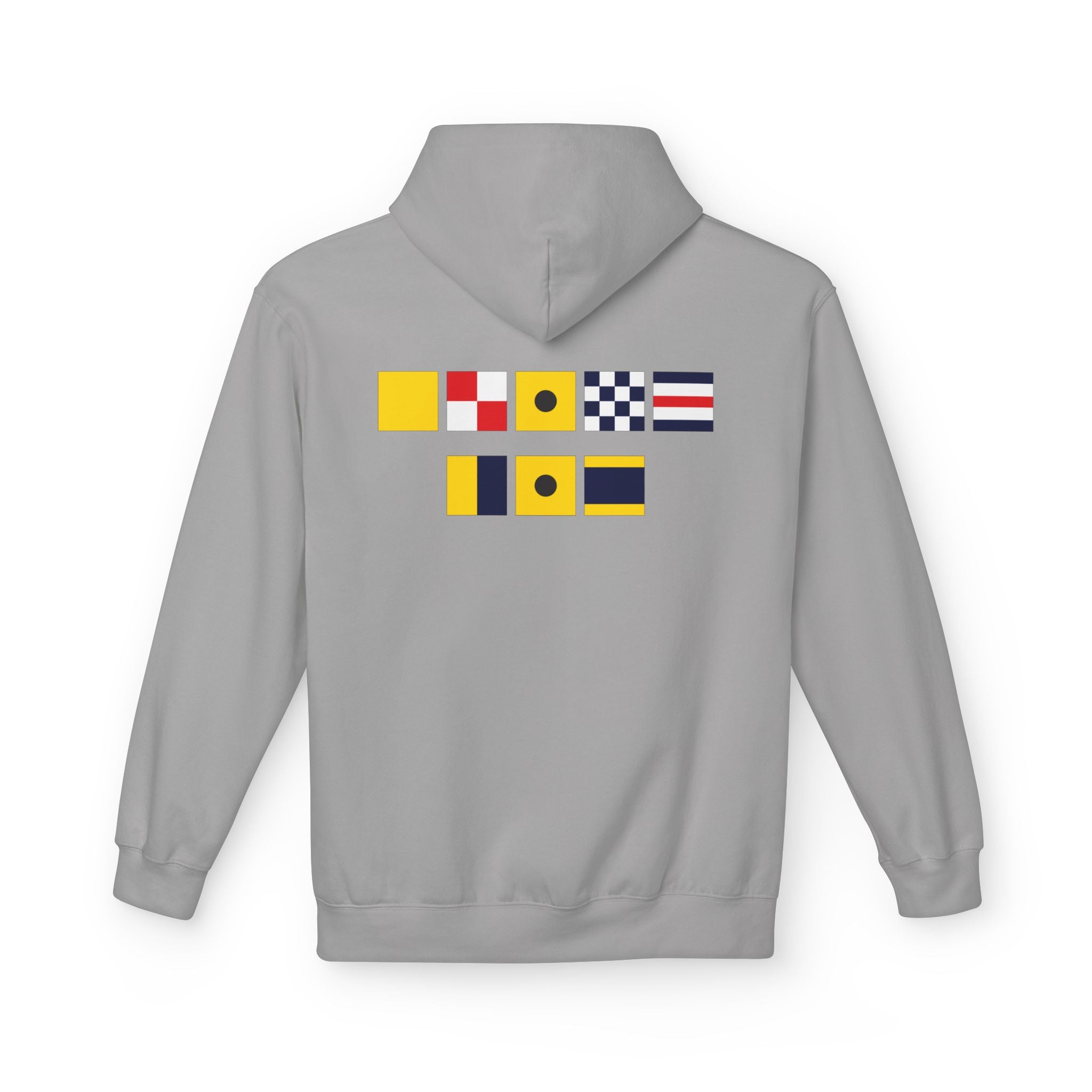 Quincy Kid Nautical Flags Softstyle Hoodie- Yellow Logo