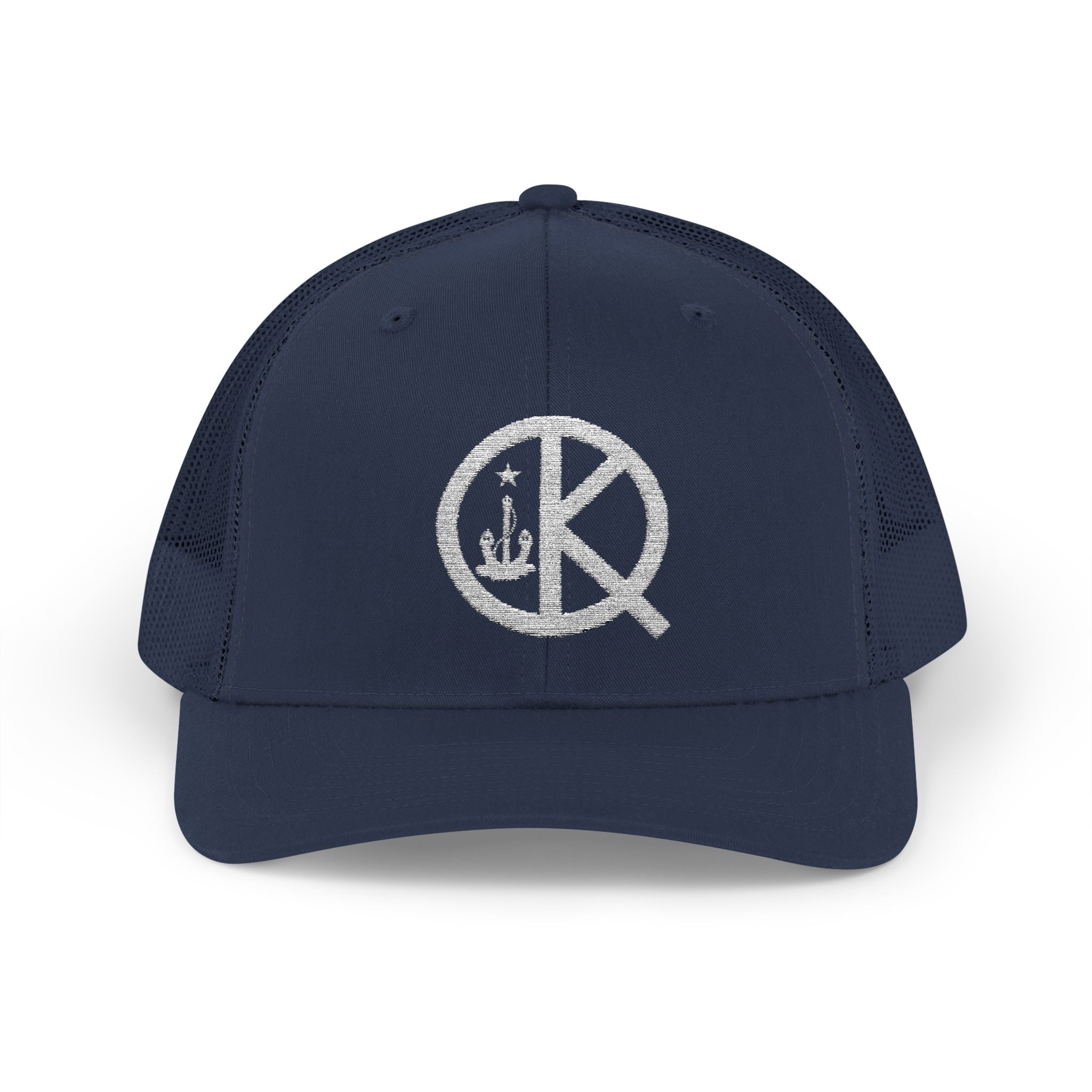 QK White Logo Snapback Trucker Cap