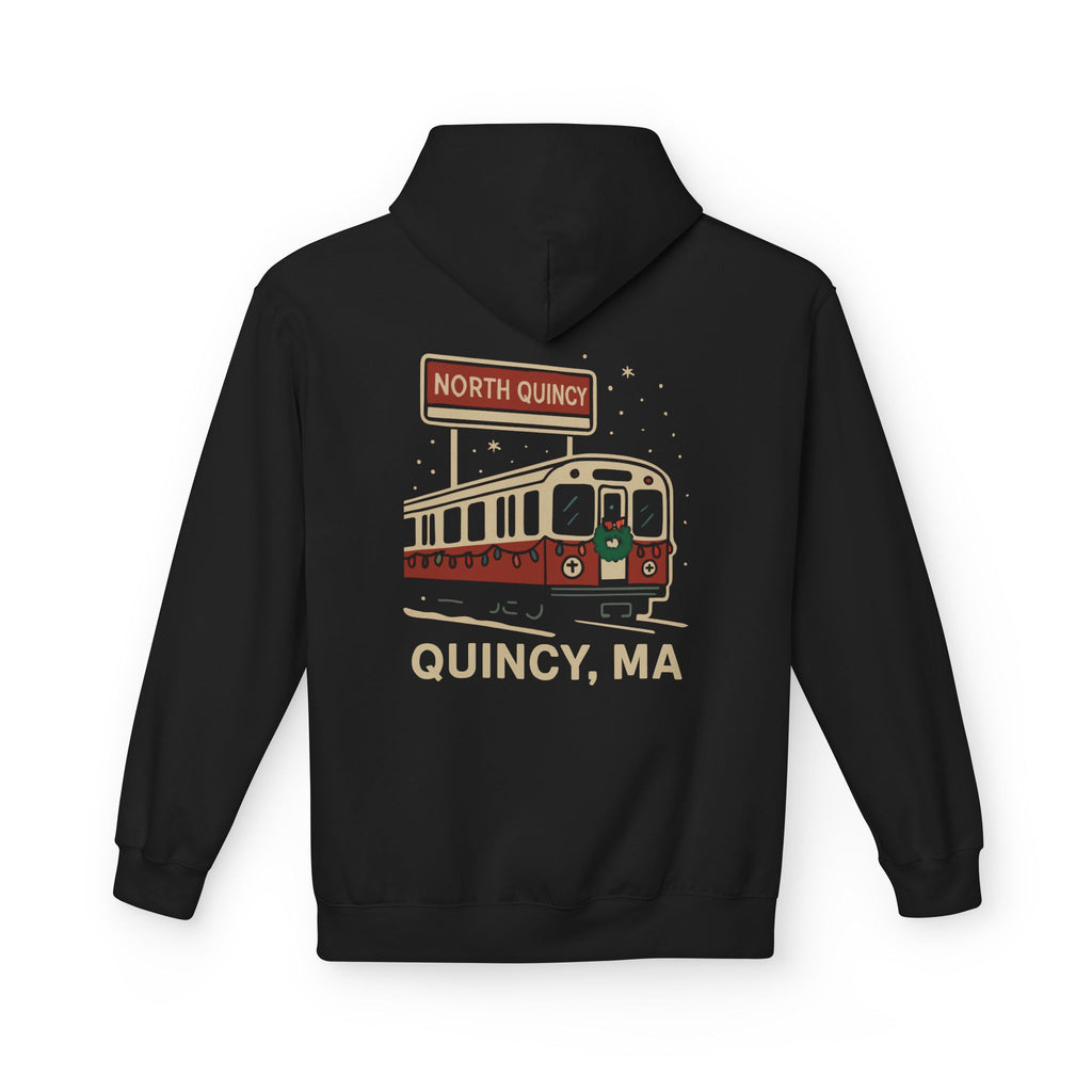 North Quincy Red Line Holiday Softstyle Hoodie- Red Logo