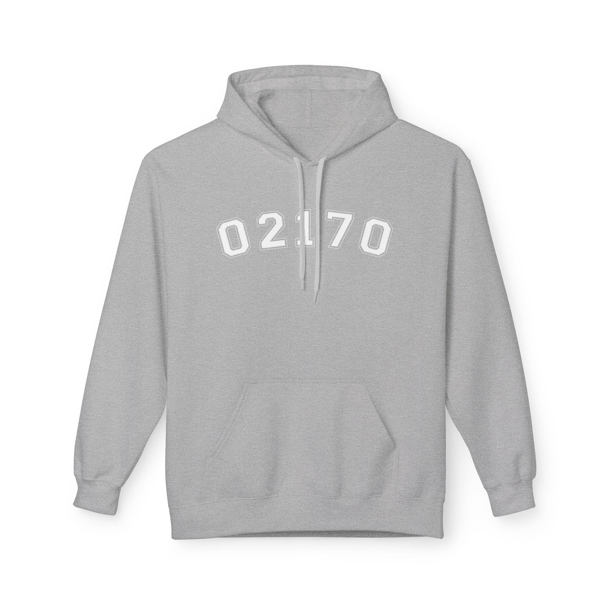 02170- Quincy Zip Code Softstyle Hoodie White Text