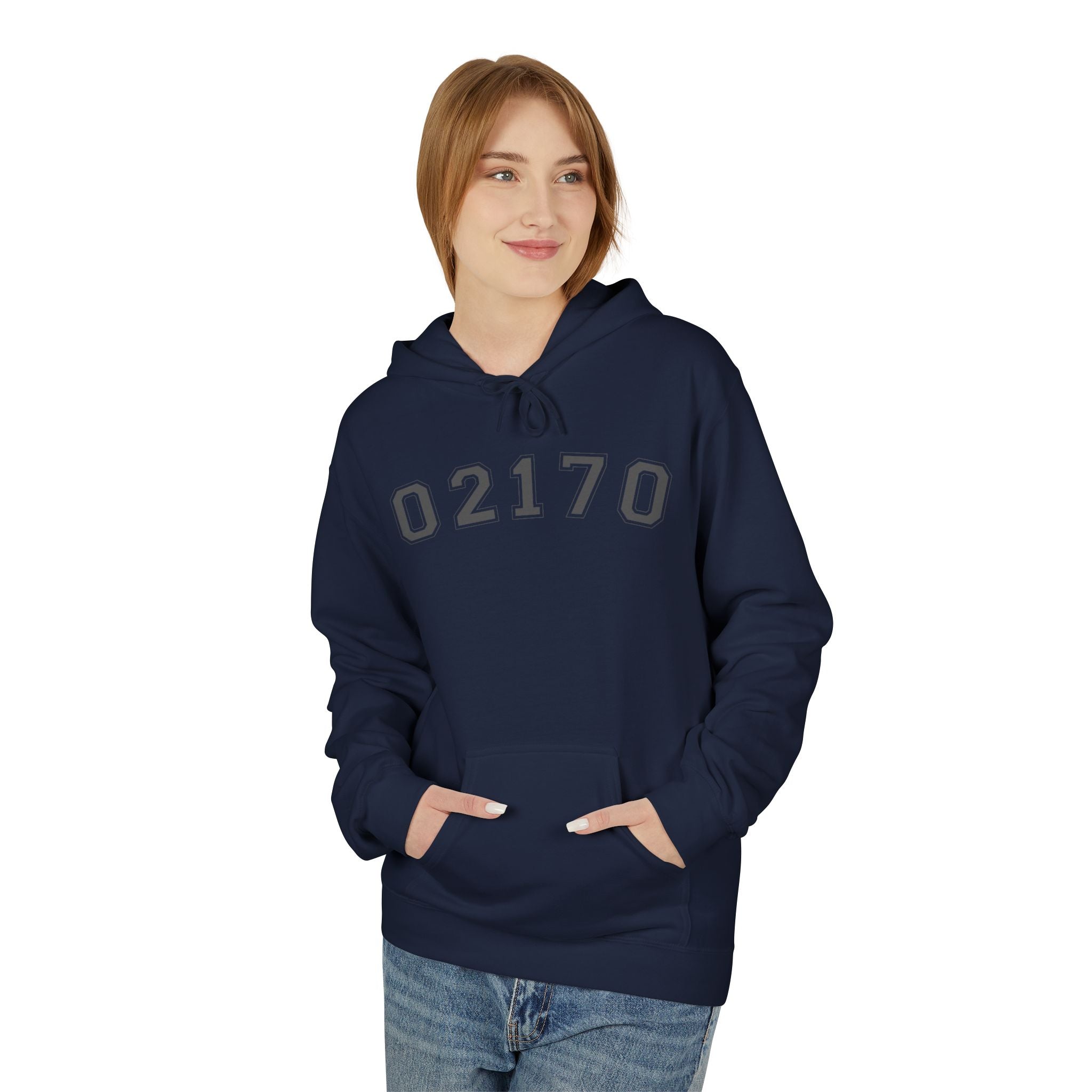 02170- Quincy Zip Code Softstyle Hoodie Grey Text