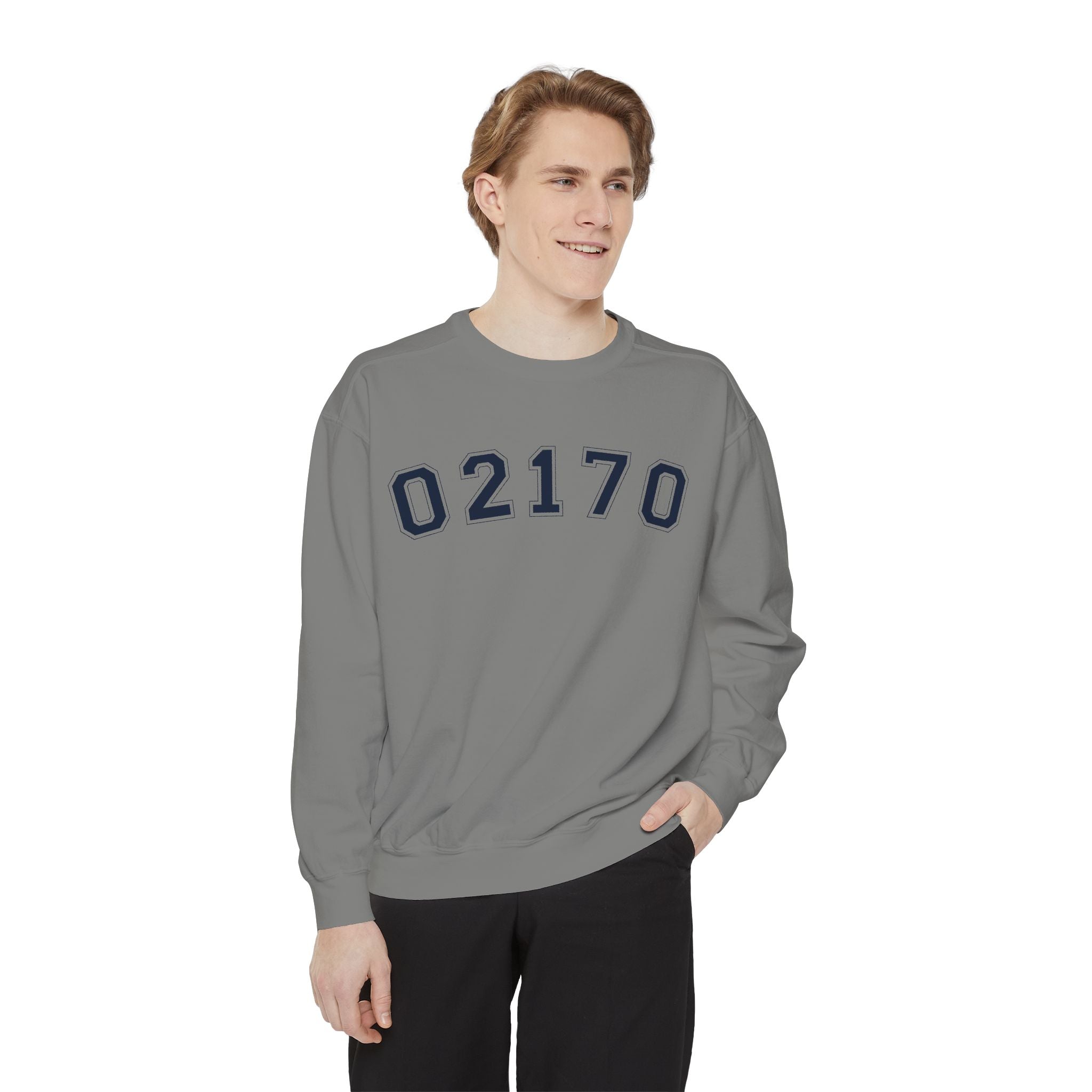 02170- Quincy Zip Code Sweatshirt Navy Text