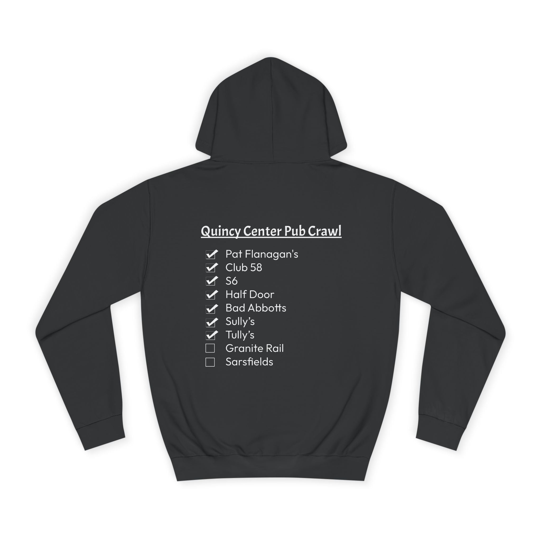 Quincy Center Pub Crawl Throwback Hoodie