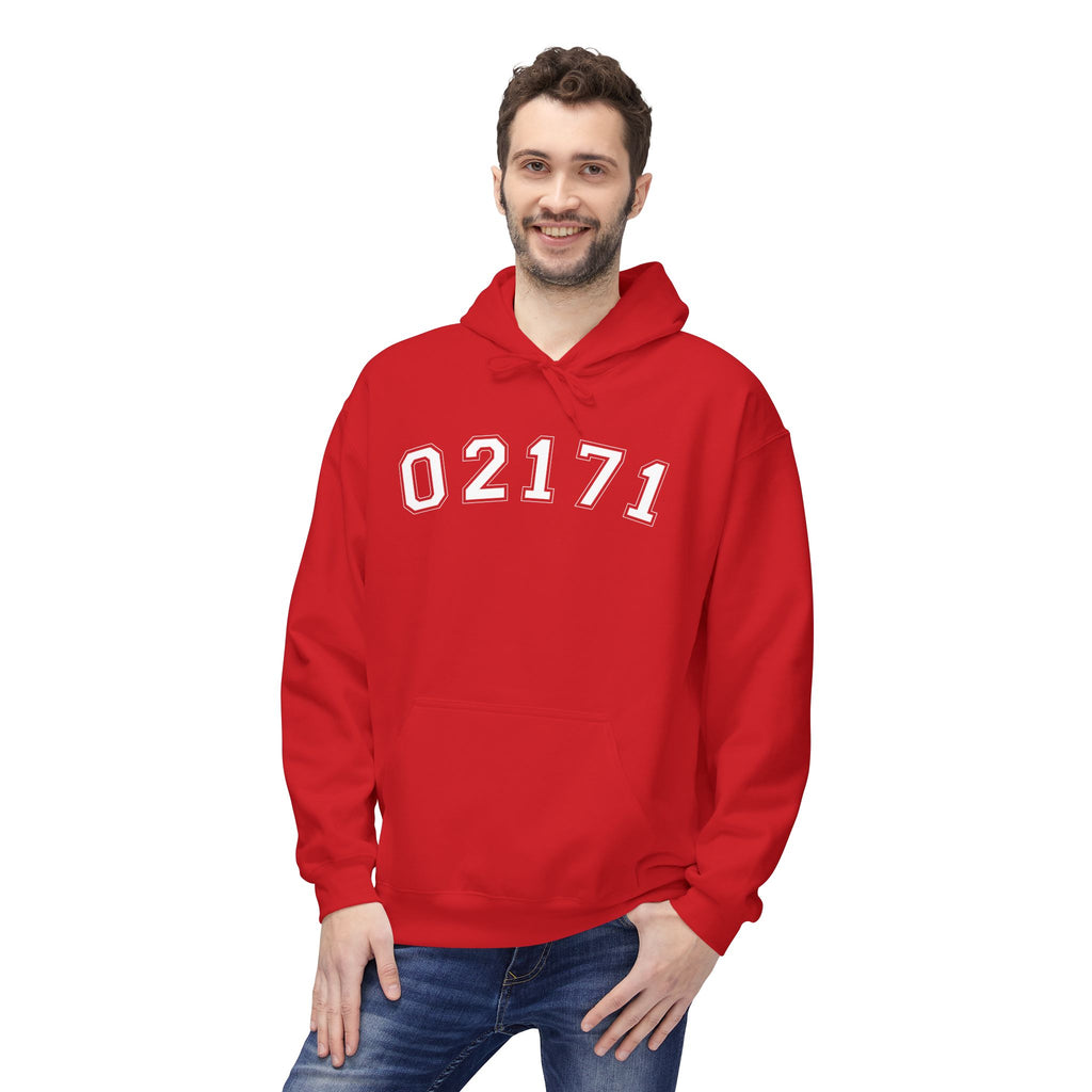 02171- Quincy Zip Code Softstyle Hoodie White Text