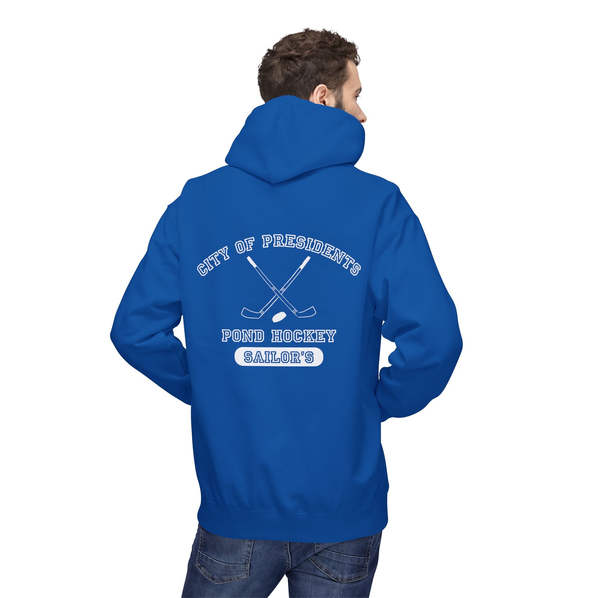 Sailor's Pond Hockey Softstyle Hoodie White Text