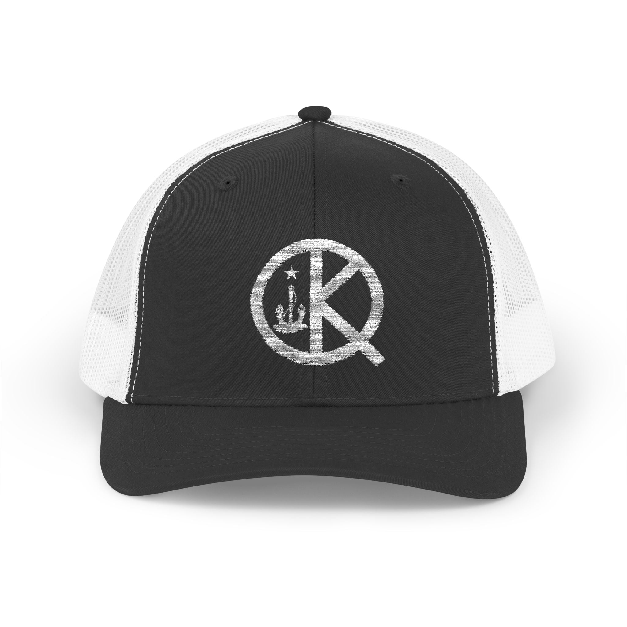 QK White Logo Snapback Trucker Cap