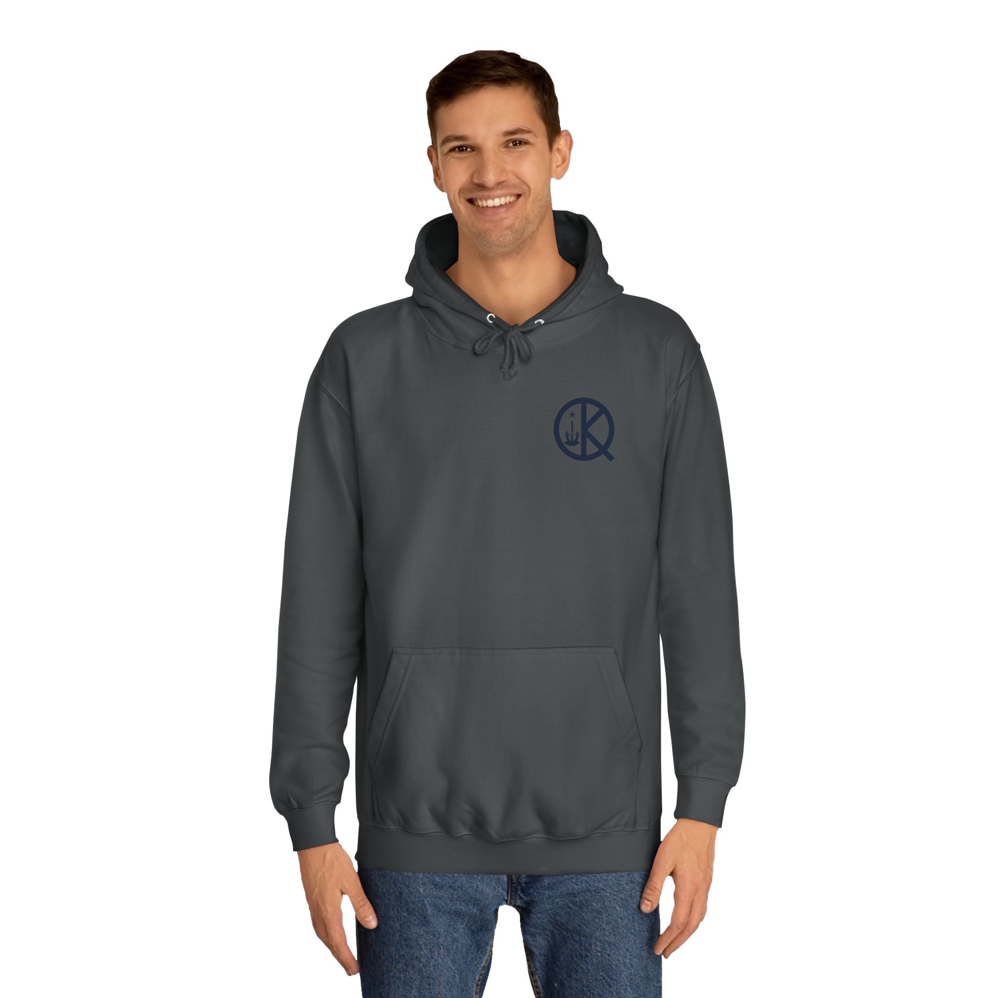 Quincy Kid Hoodie with Emblem- Navy