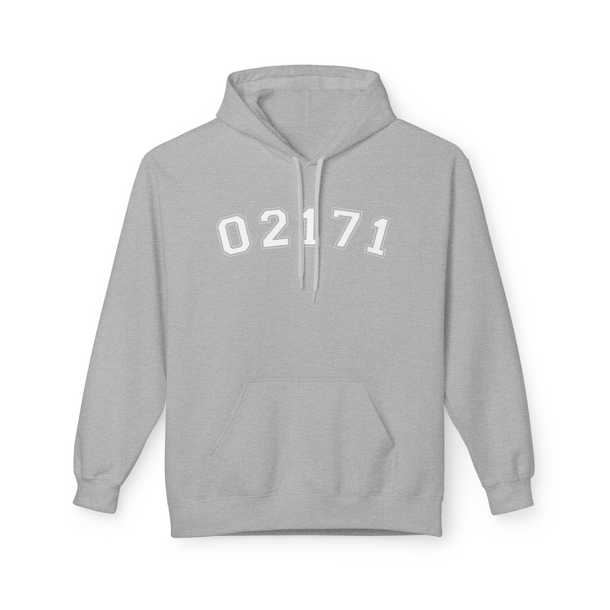 02171- Quincy Zip Code Softstyle Hoodie White Text