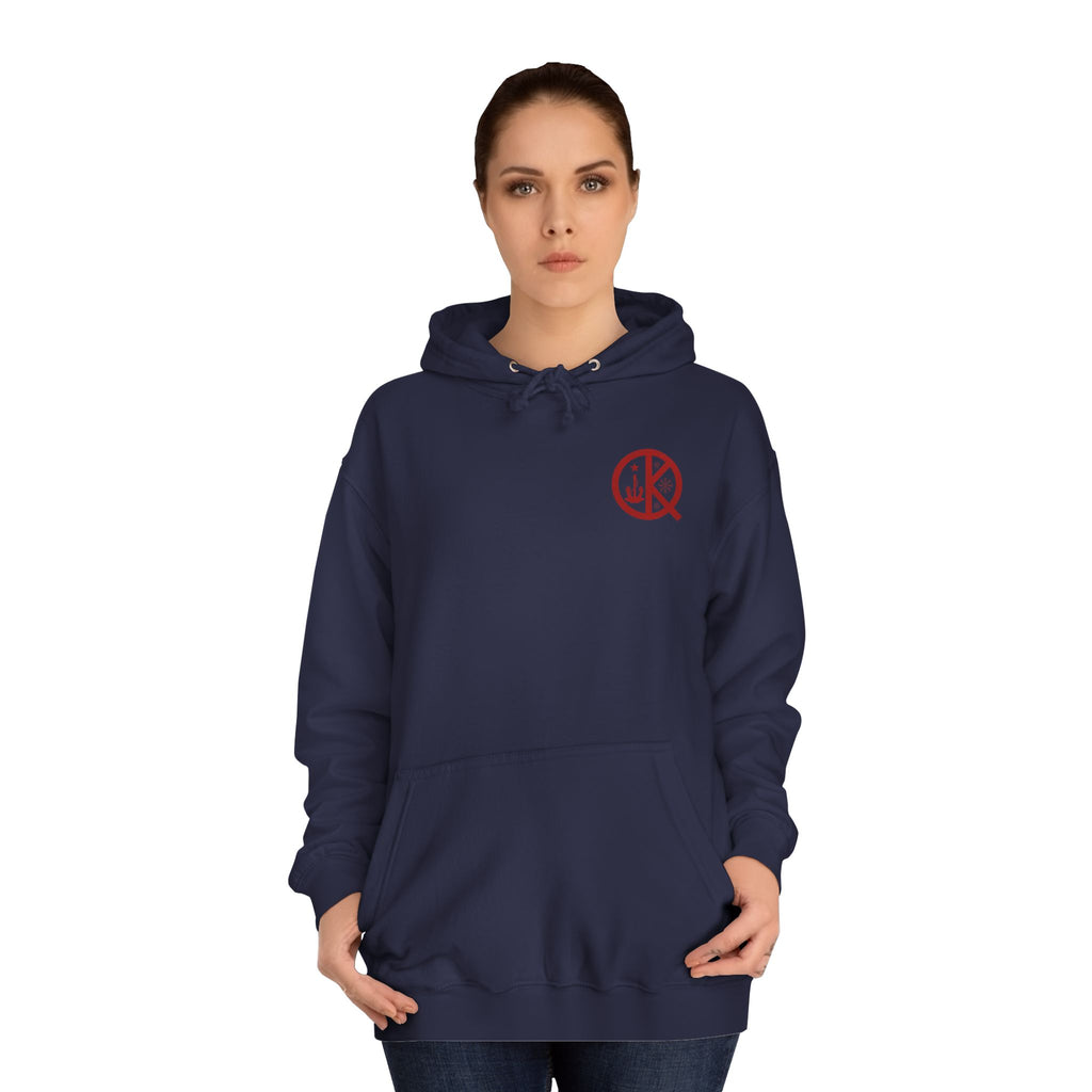 North Quincy Red Line Holiday Hoodie- Red Logo