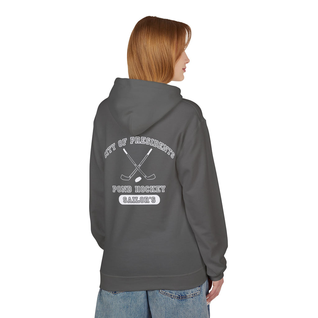 Sailor's Pond Hockey Softstyle Hoodie White Text