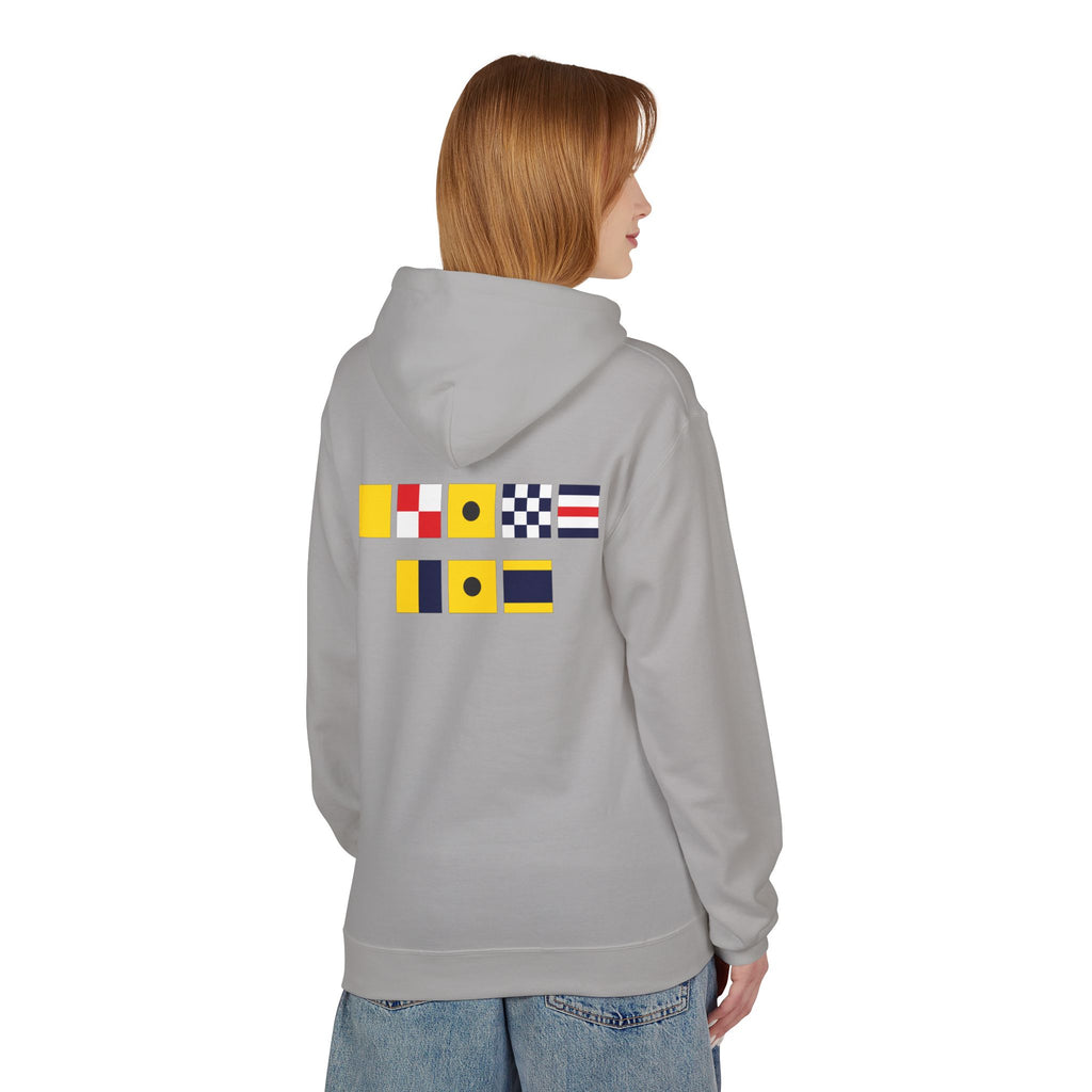 Quincy Kid Nautical Flags Softstyle Hoodie- Yellow Logo