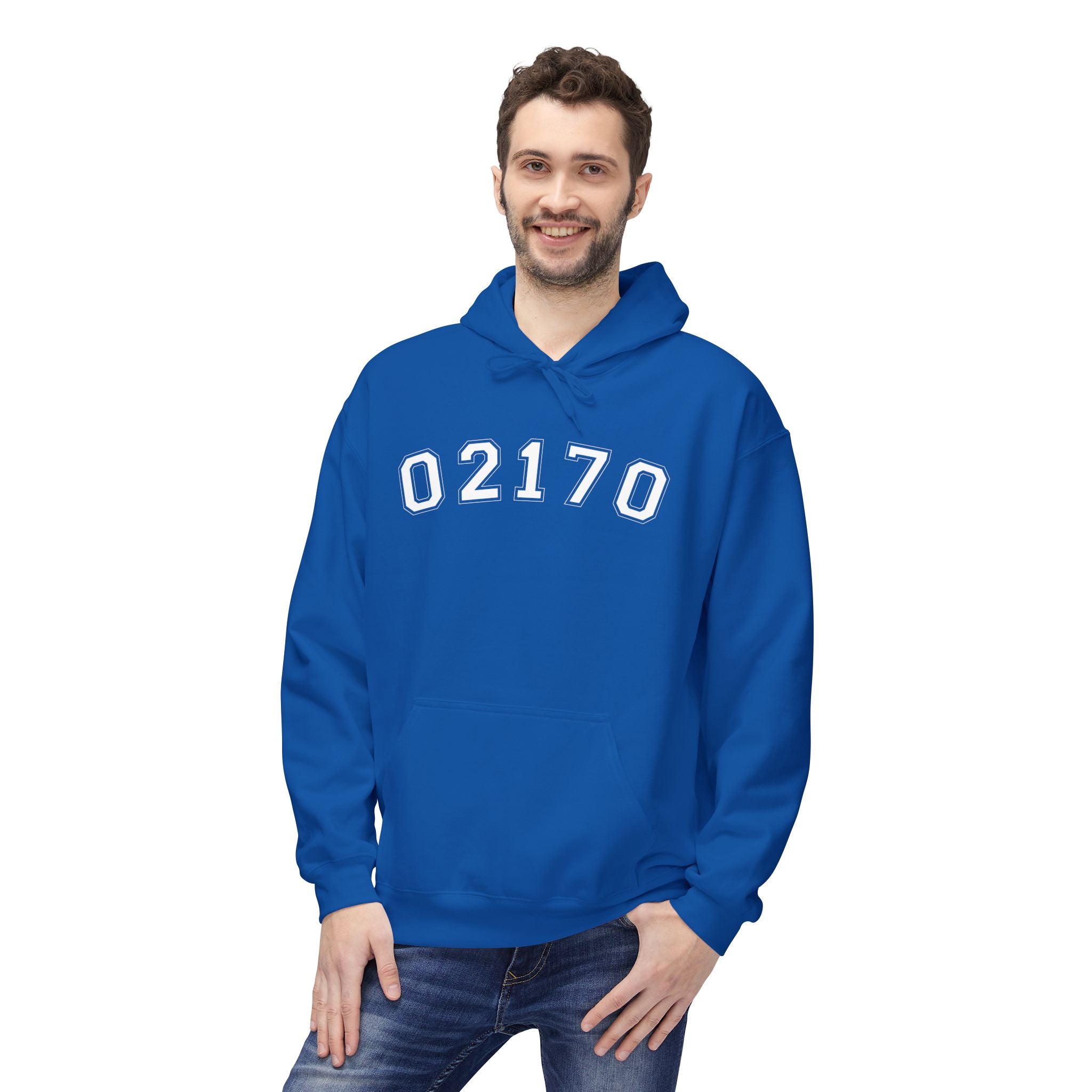 02170- Quincy Zip Code Softstyle Hoodie White Text