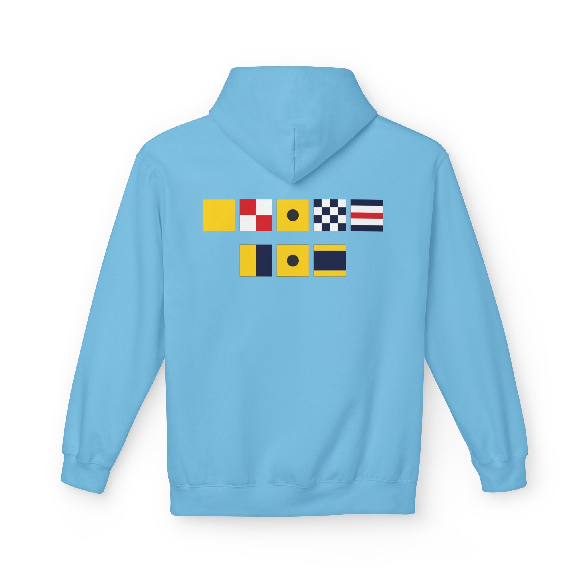 Quincy Kid Nautical Flags Softstyle Hoodie- Yellow Logo