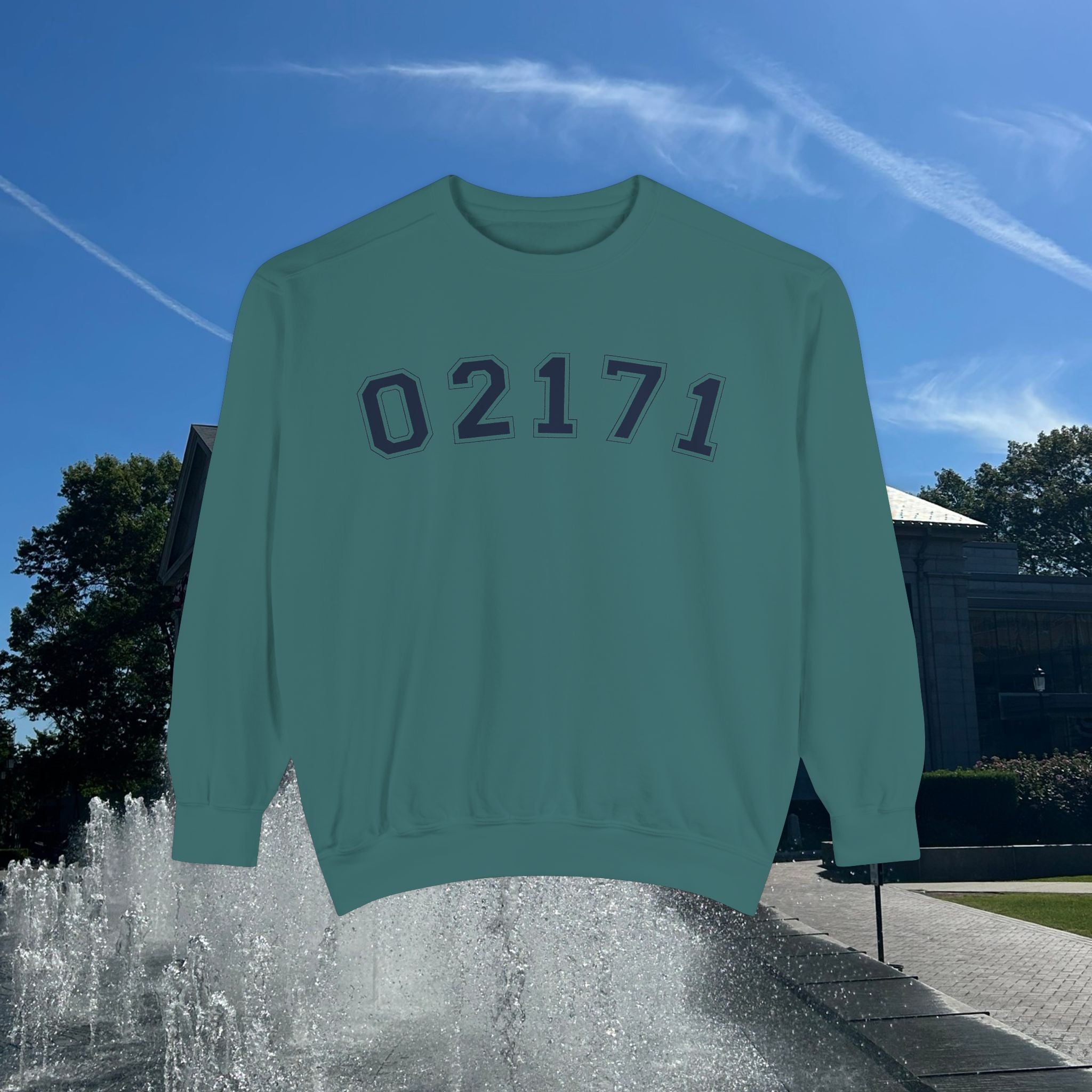 02171- Quincy Zip Code Sweatshirt Navy Text