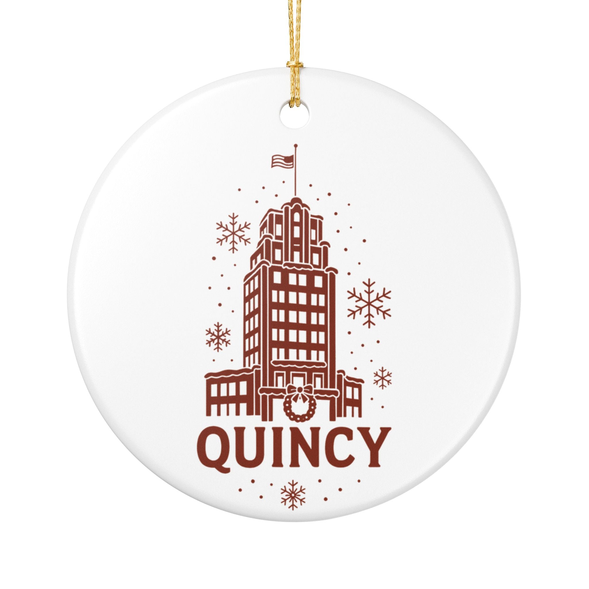 Quincy Center Holiday Ceramic Ornament