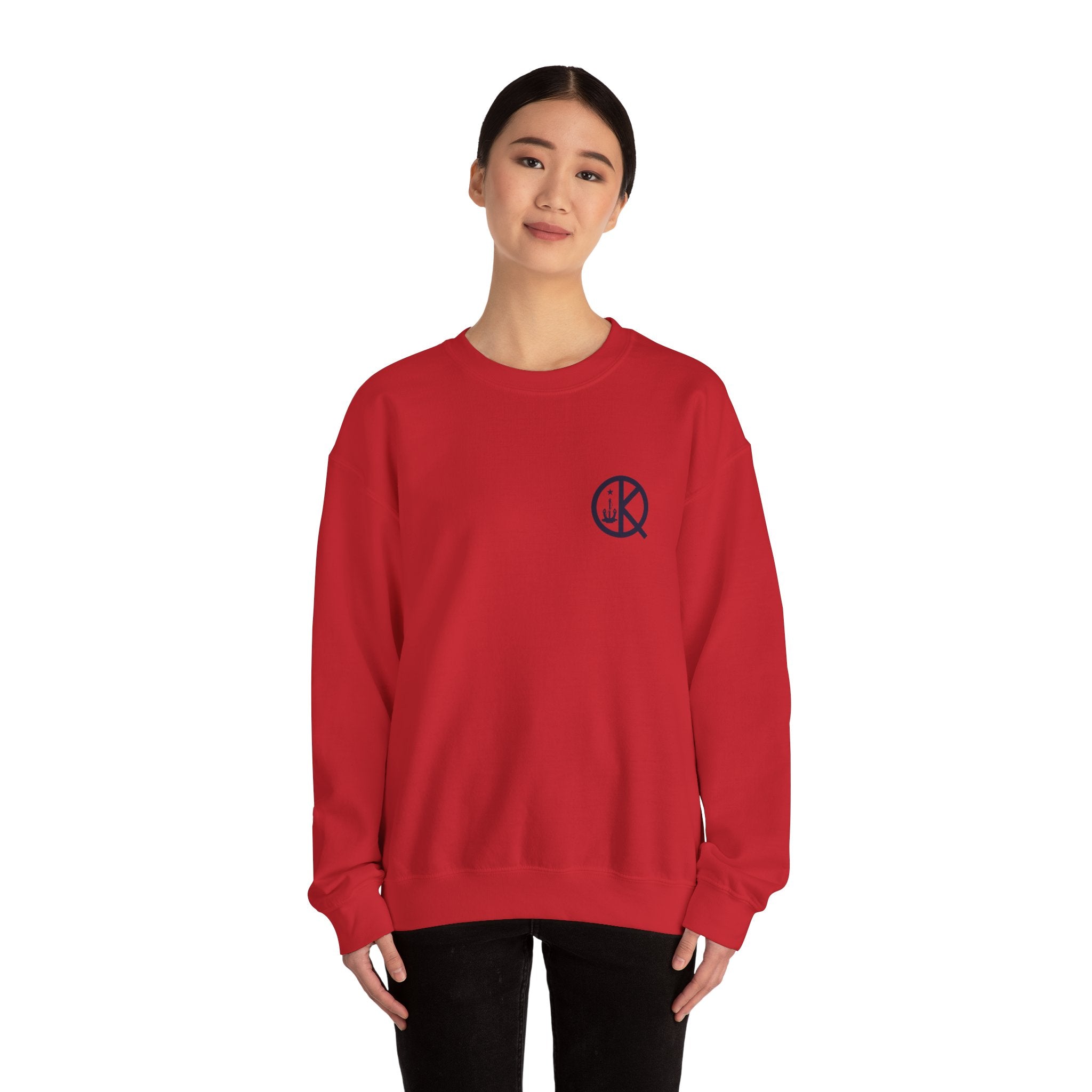 Quincy Kid Crewneck Sweatshirt With Navy Emblem