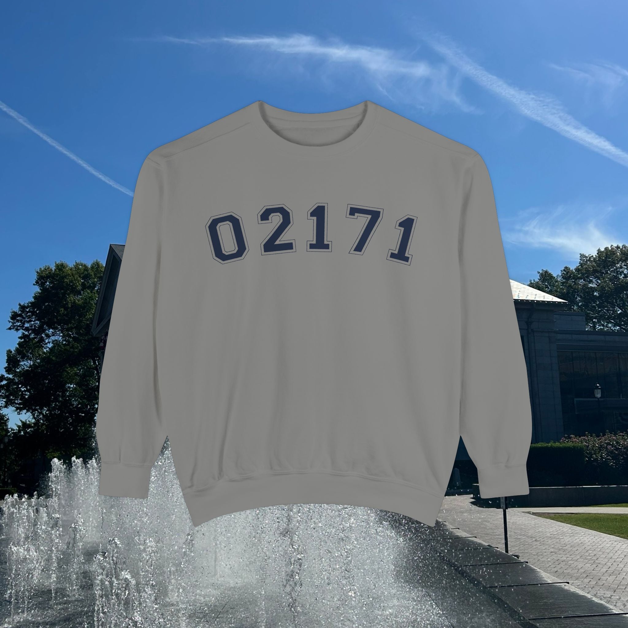 02171- Quincy Zip Code Sweatshirt Navy Text