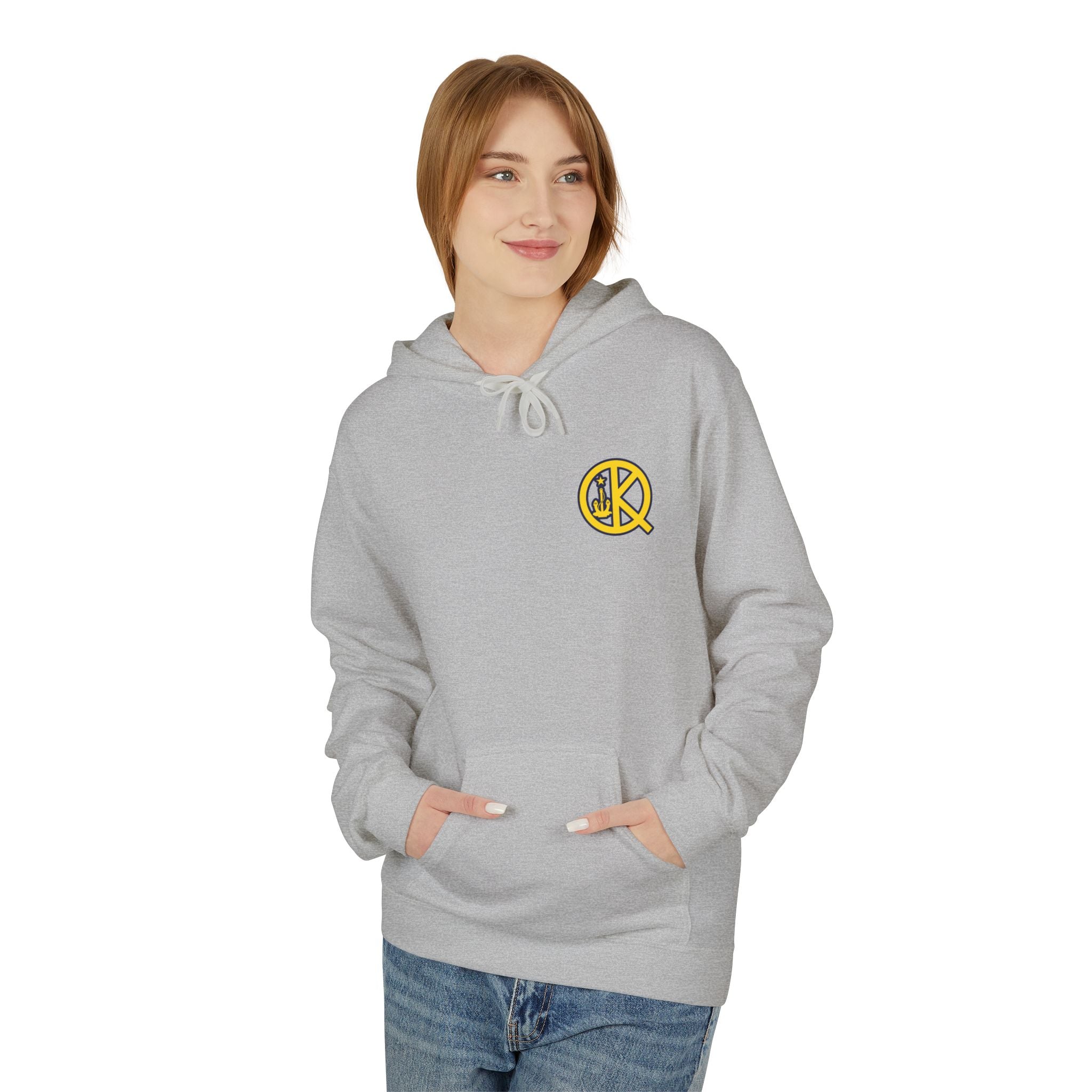 Quincy Kid Nautical Flags Softstyle Hoodie- Yellow Logo