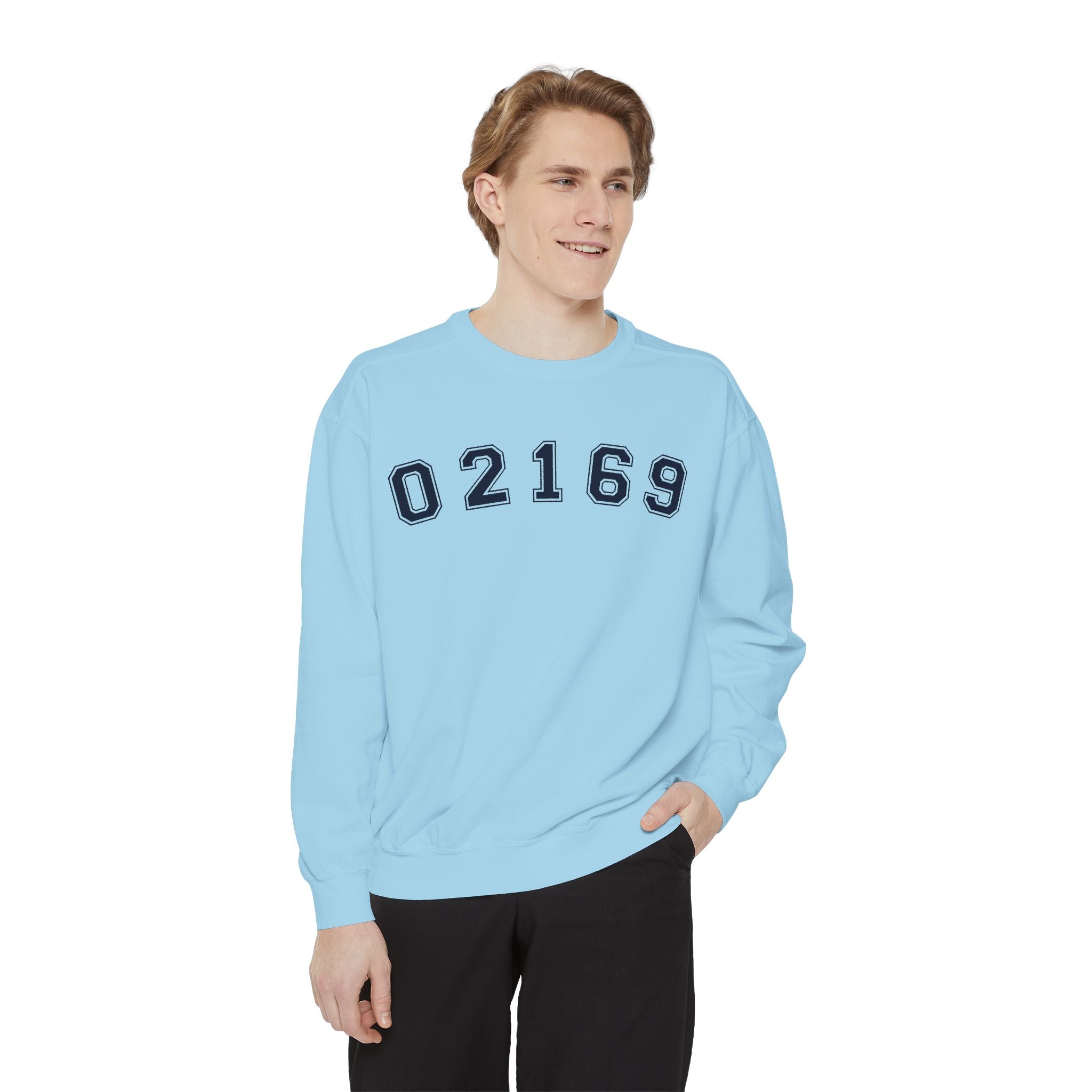 02169- Quincy Zip Code Sweatshirt Navy Text